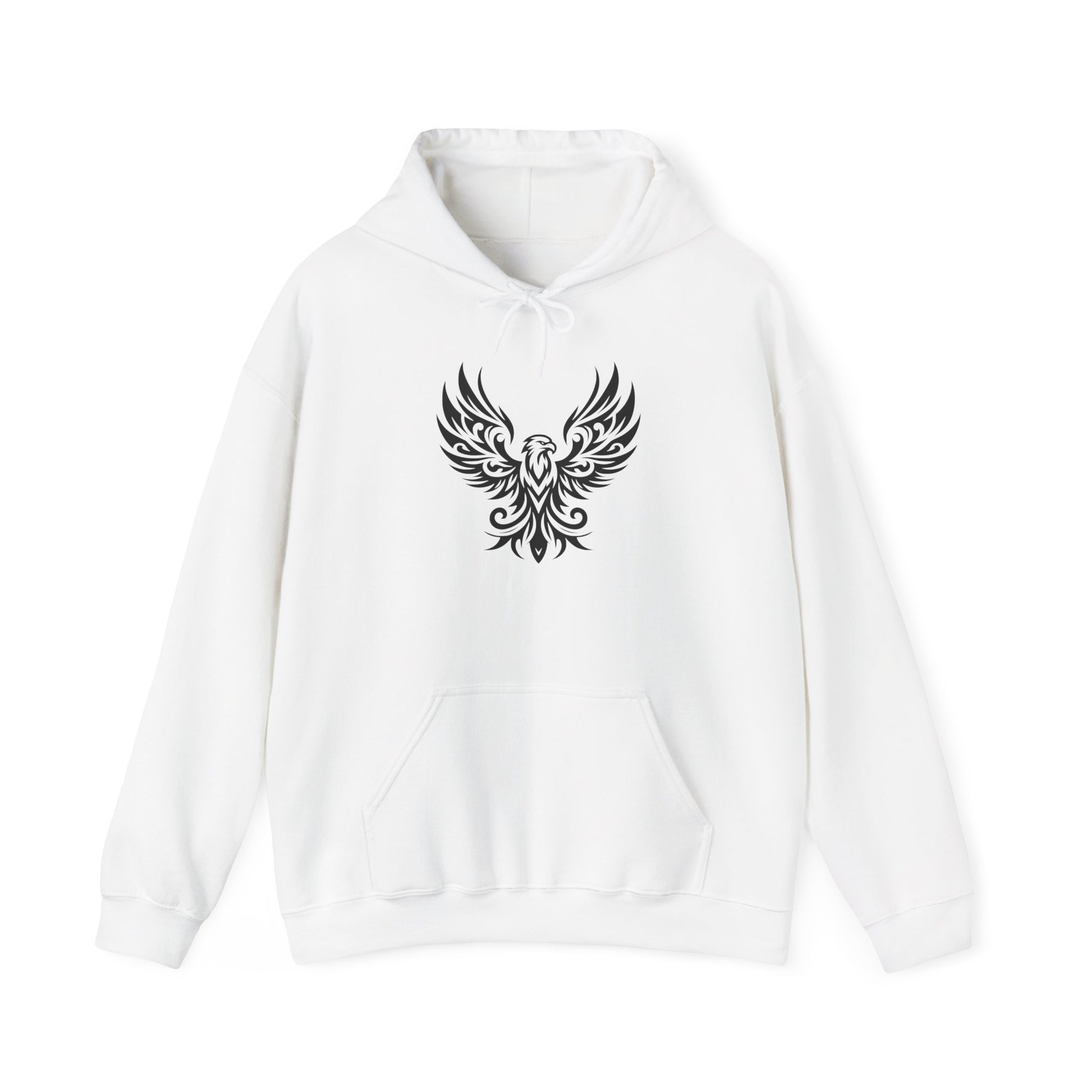Tribal Phoenix Hoodie – Rise Boldly in Black and White Style