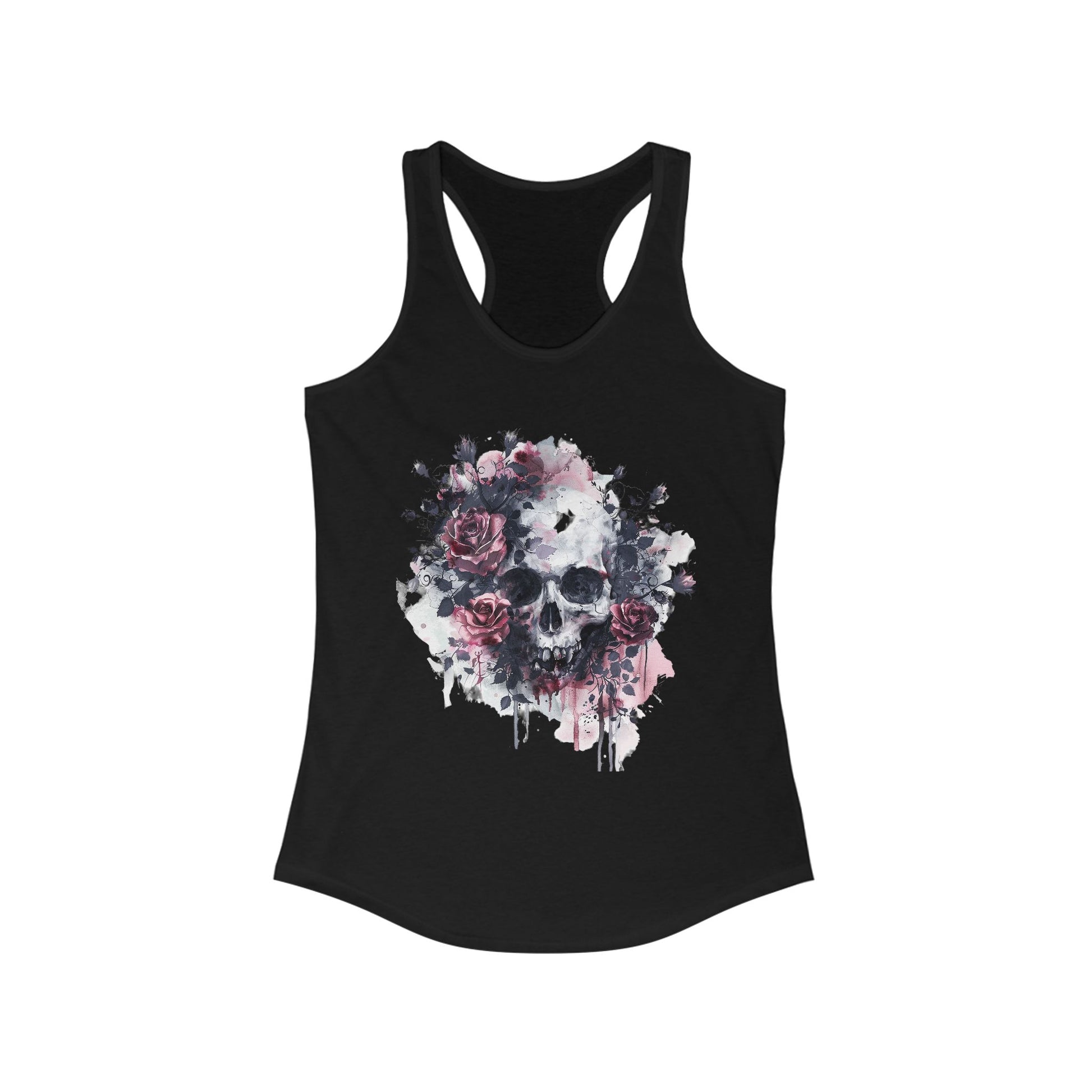 Racerback Tank Skull and Red Roses