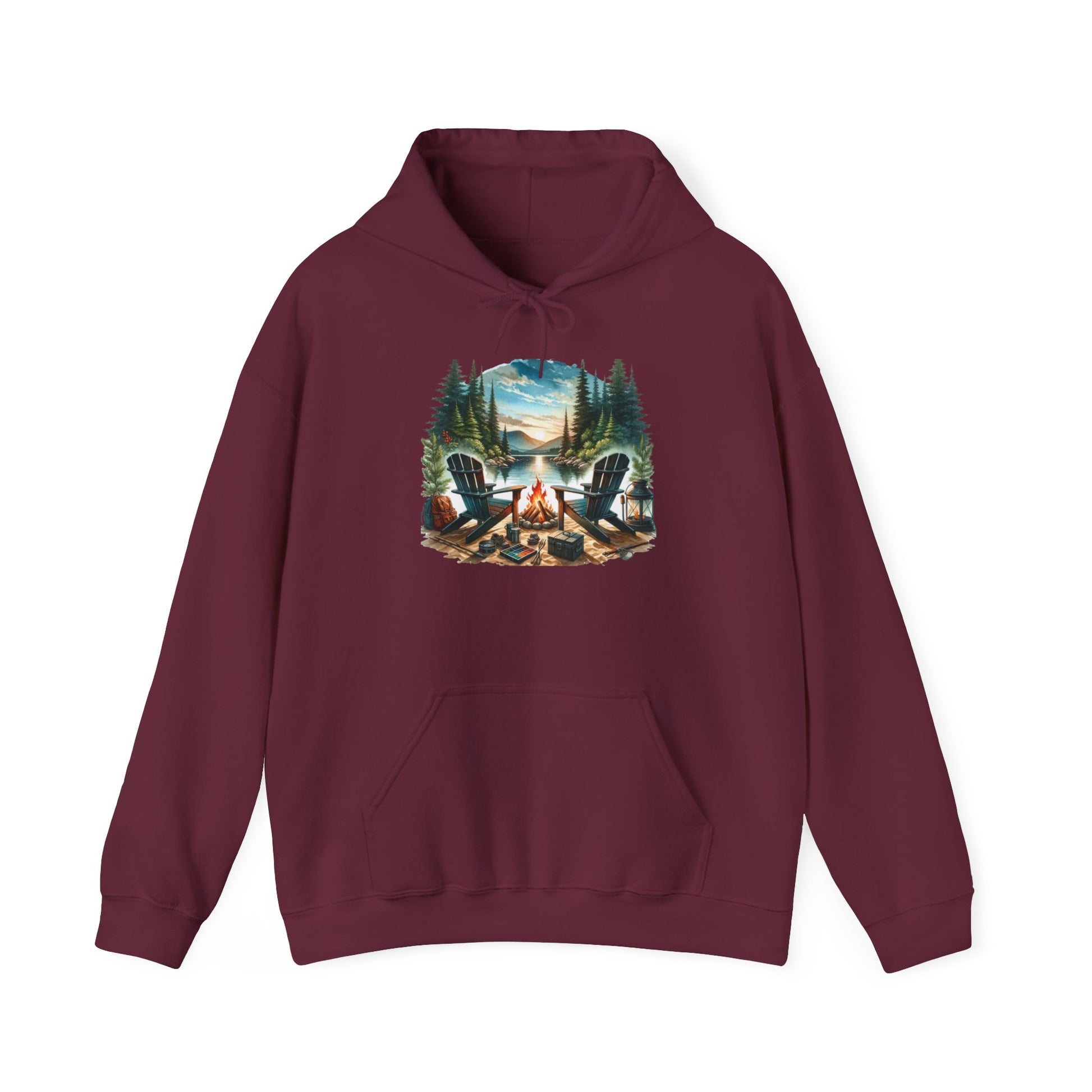 Lakeside Campfire Escape Hoodie – Cozy Outdoor Adventure Vibes