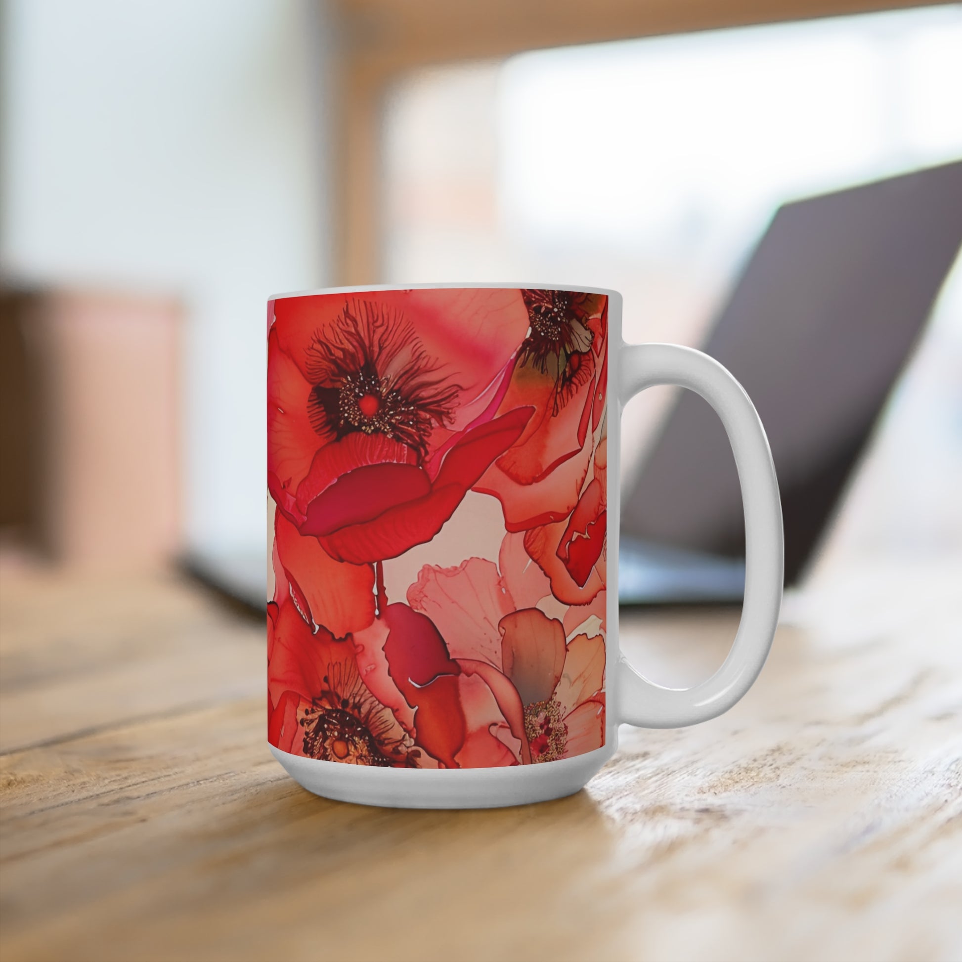 Vibrant Red Poppies Floral Art Mug