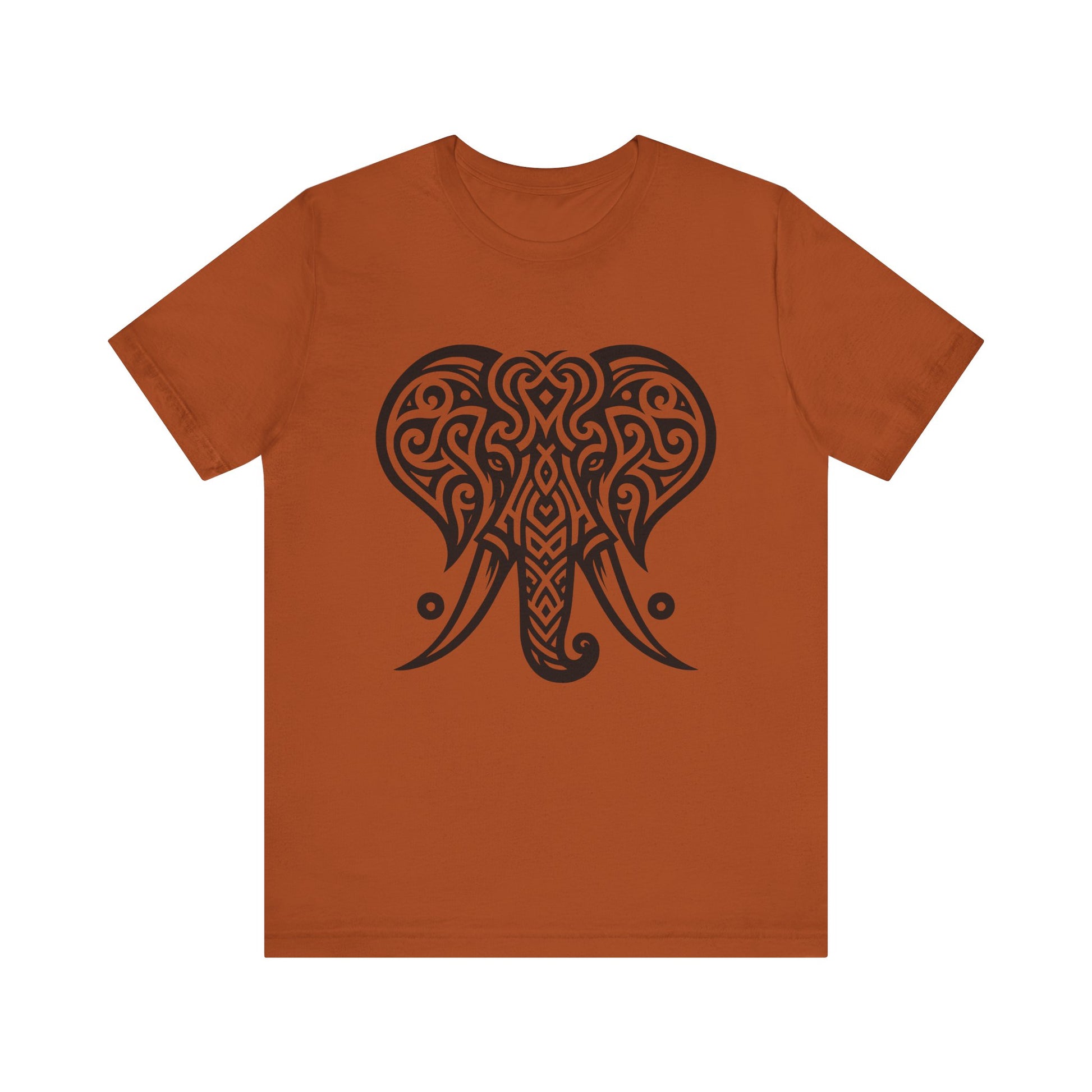 Tribal Elephant T-Shirt – Bold Black Tattoo Art on White Tee
