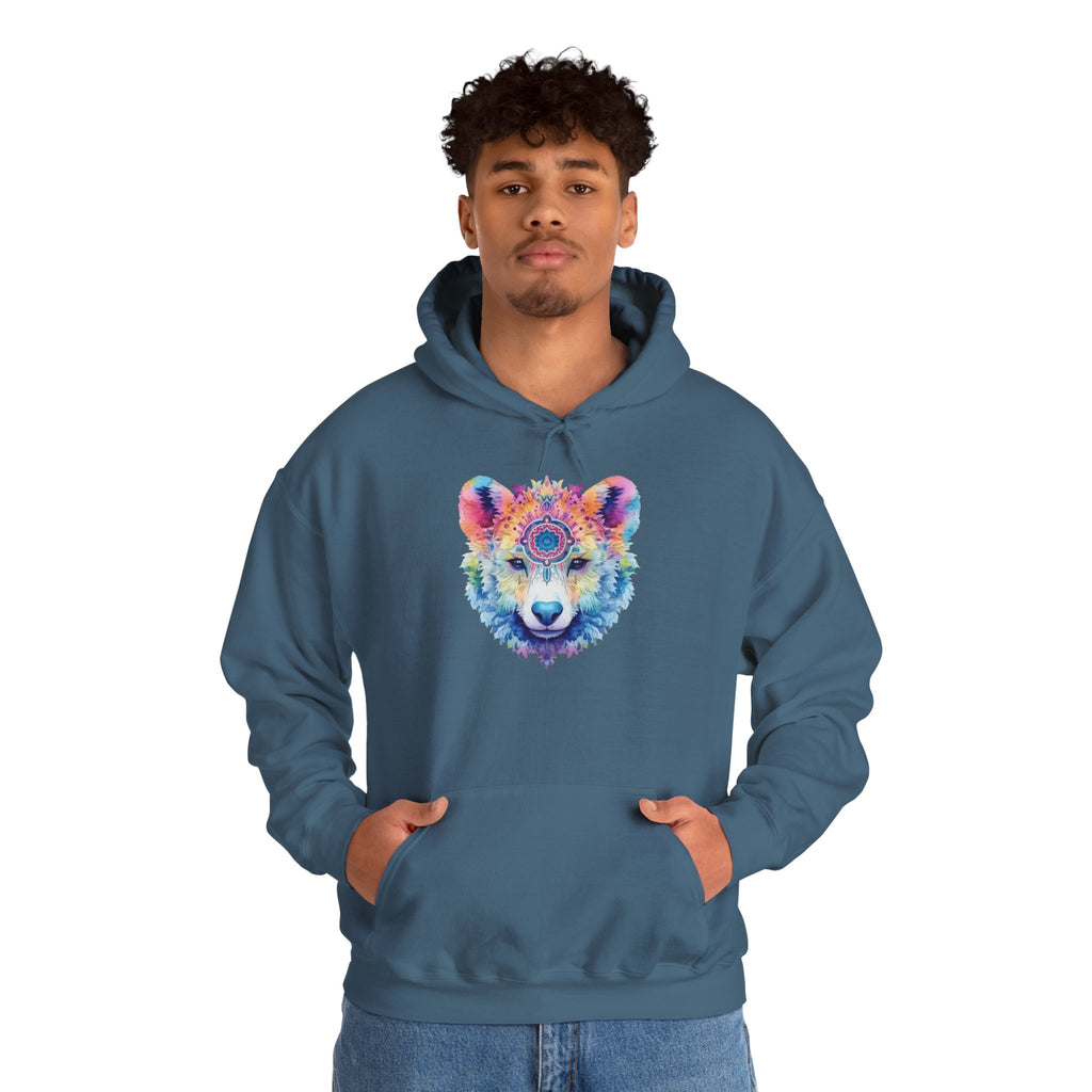 Mandala Bear Hoodie – Vibrant Watercolor Animal Art Sweatshirt for Bold, Free-Spirited Souls