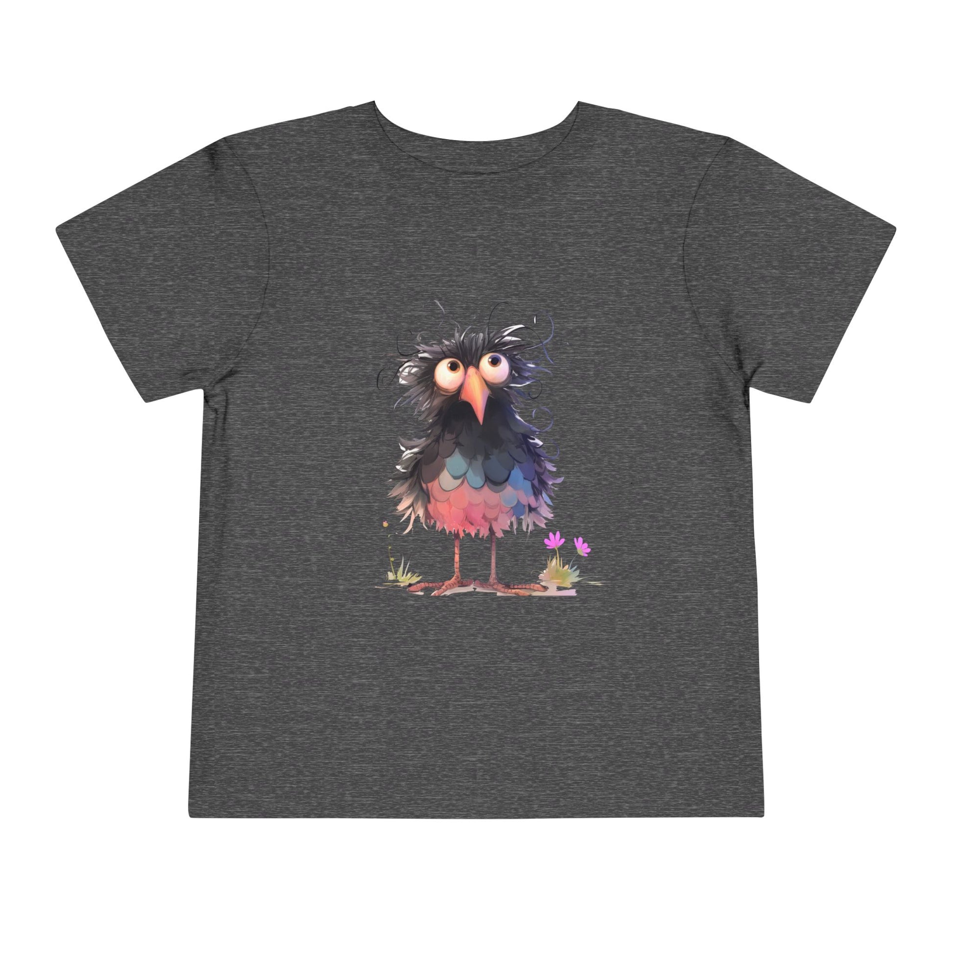 Whimsical Toddler Short Sleeve Tee with Adorable Cartoon Bird