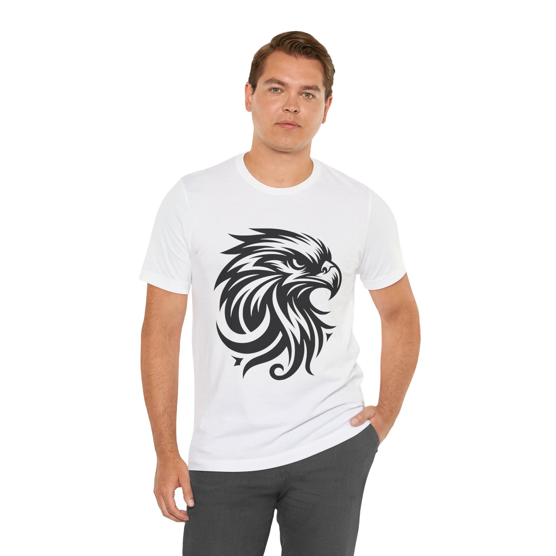 Bold tee featuring a fierce black tribal eagle design, available in multiple vibrant colors