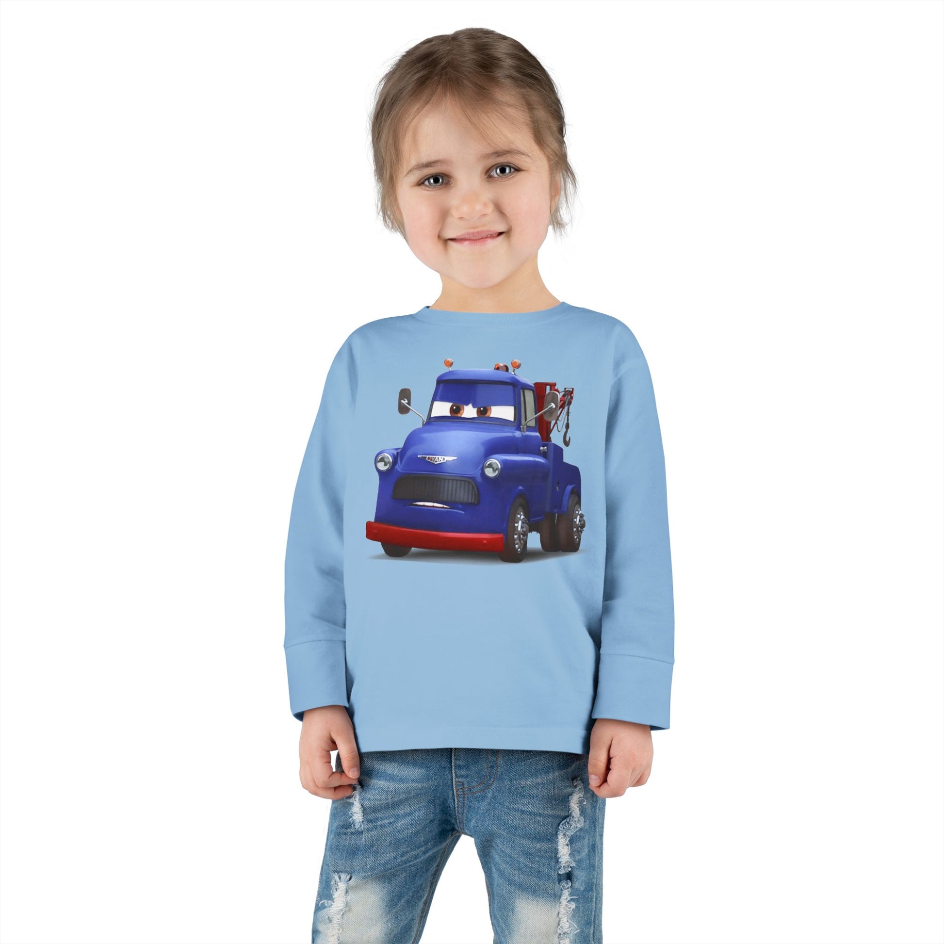 Toddler Long Sleeve Tee featuring a Fun Cartoon Truck