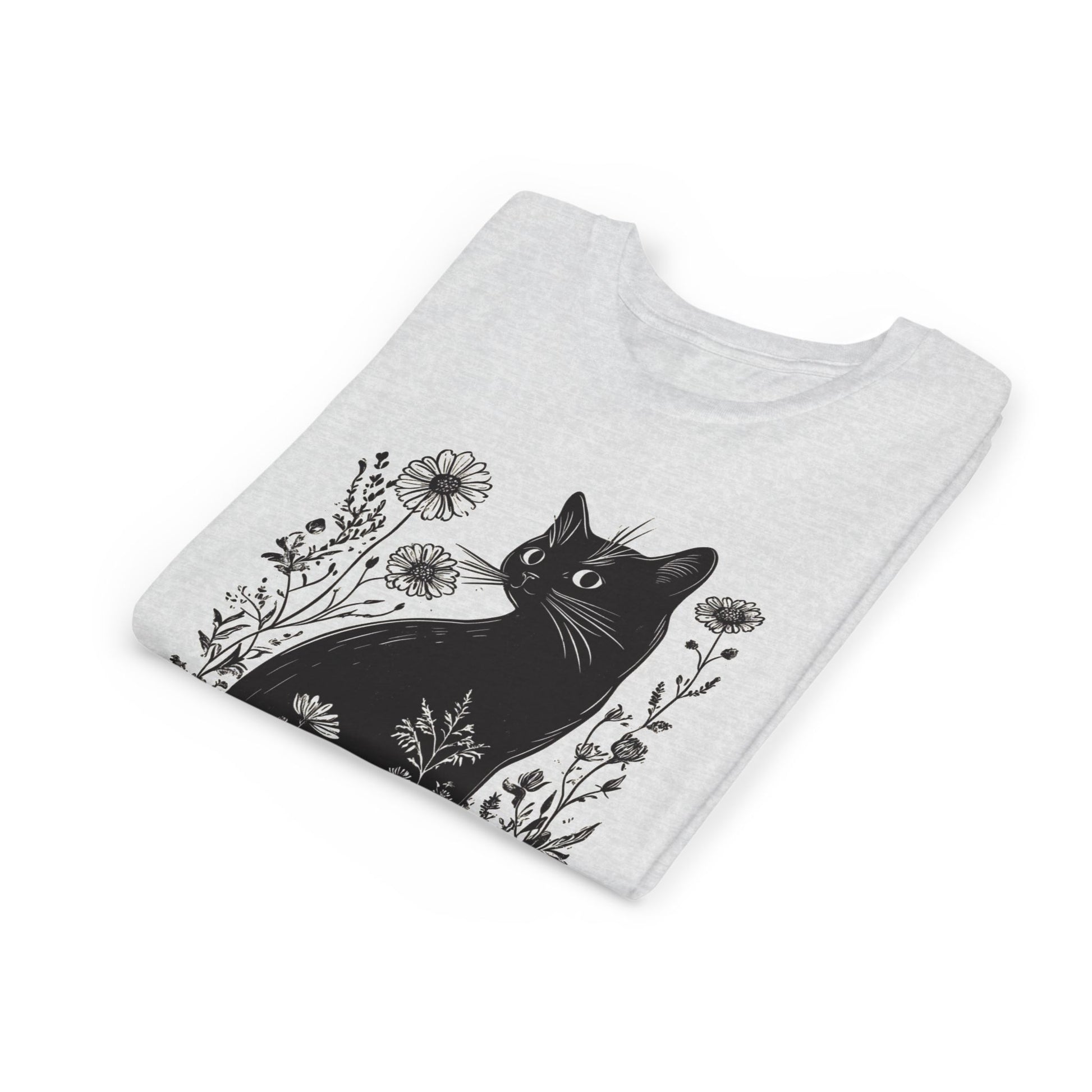 Black Cat Youth Tee, Cute Cat Graphic Shirt