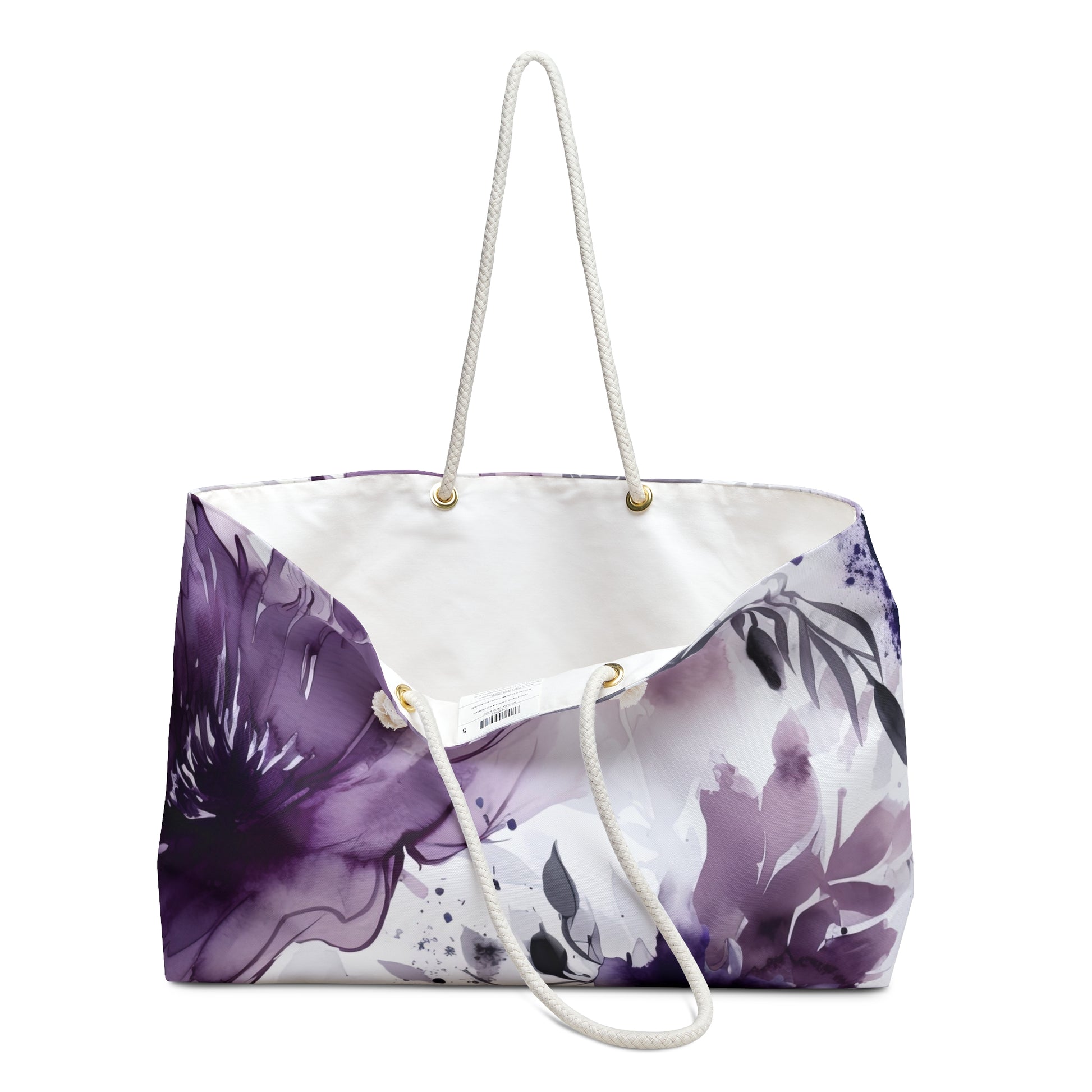 Purple and White Floral Weekender Bag