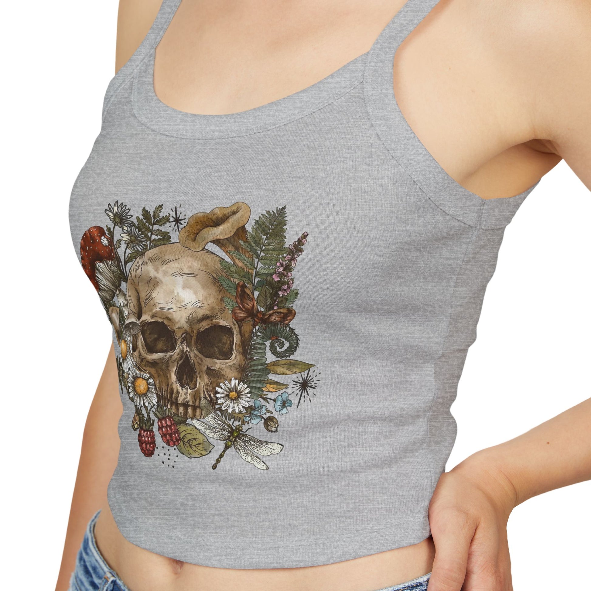 Crop Top Skull, Wildflowers, Mushrooms