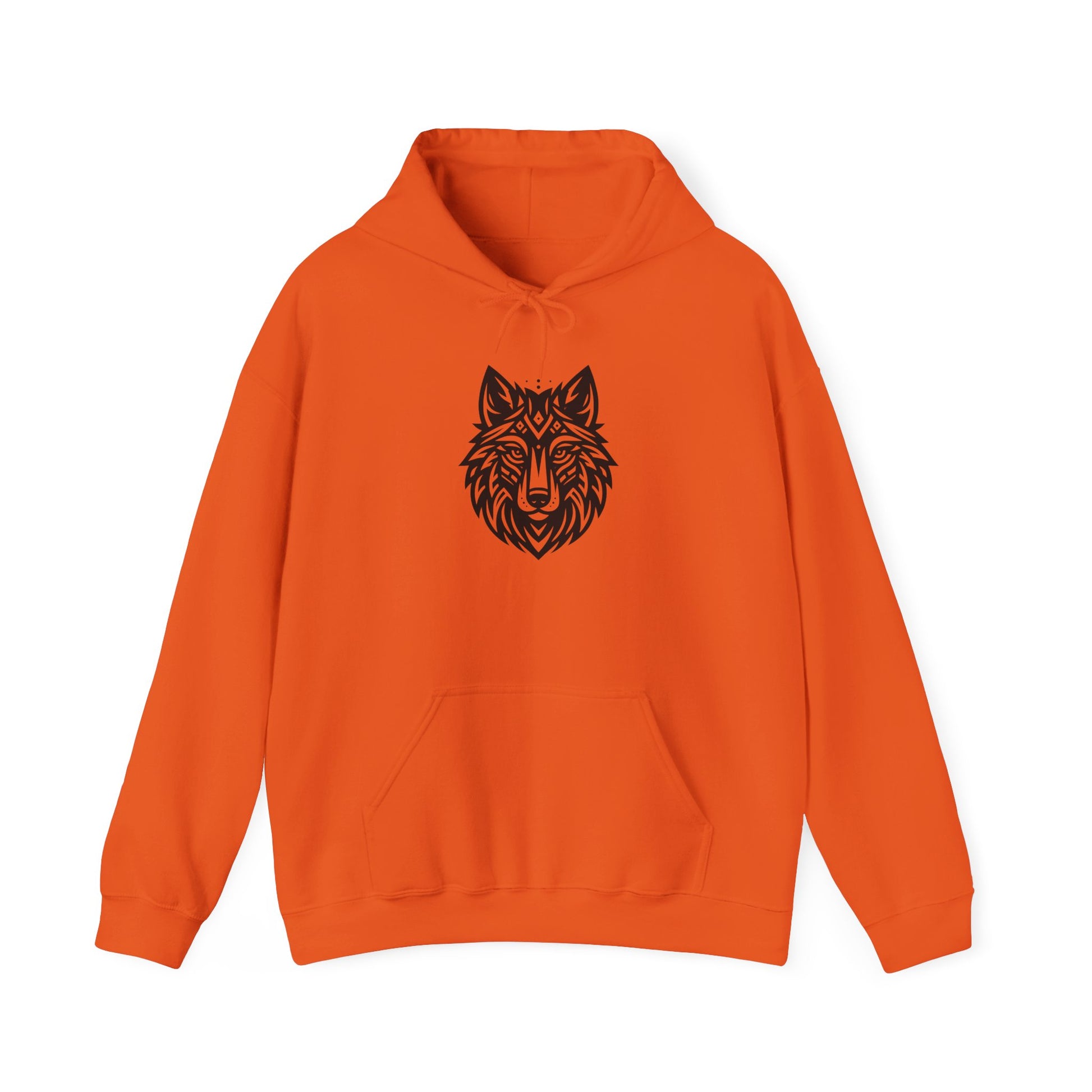 Tribal Wolf Hoodie – Spirit of the Wild in Bold Black Design