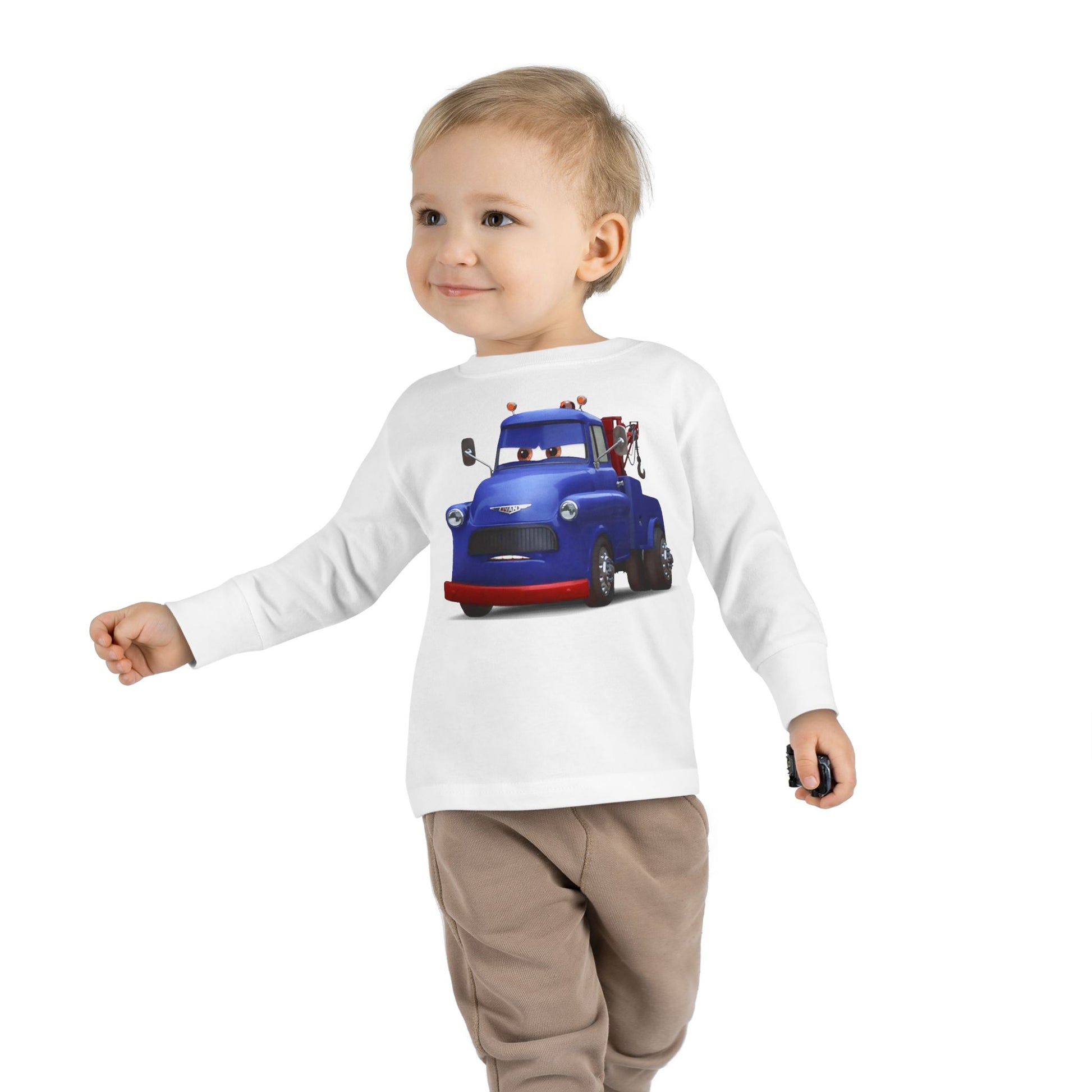 Toddler Long Sleeve Tee featuring a Fun Cartoon Truck