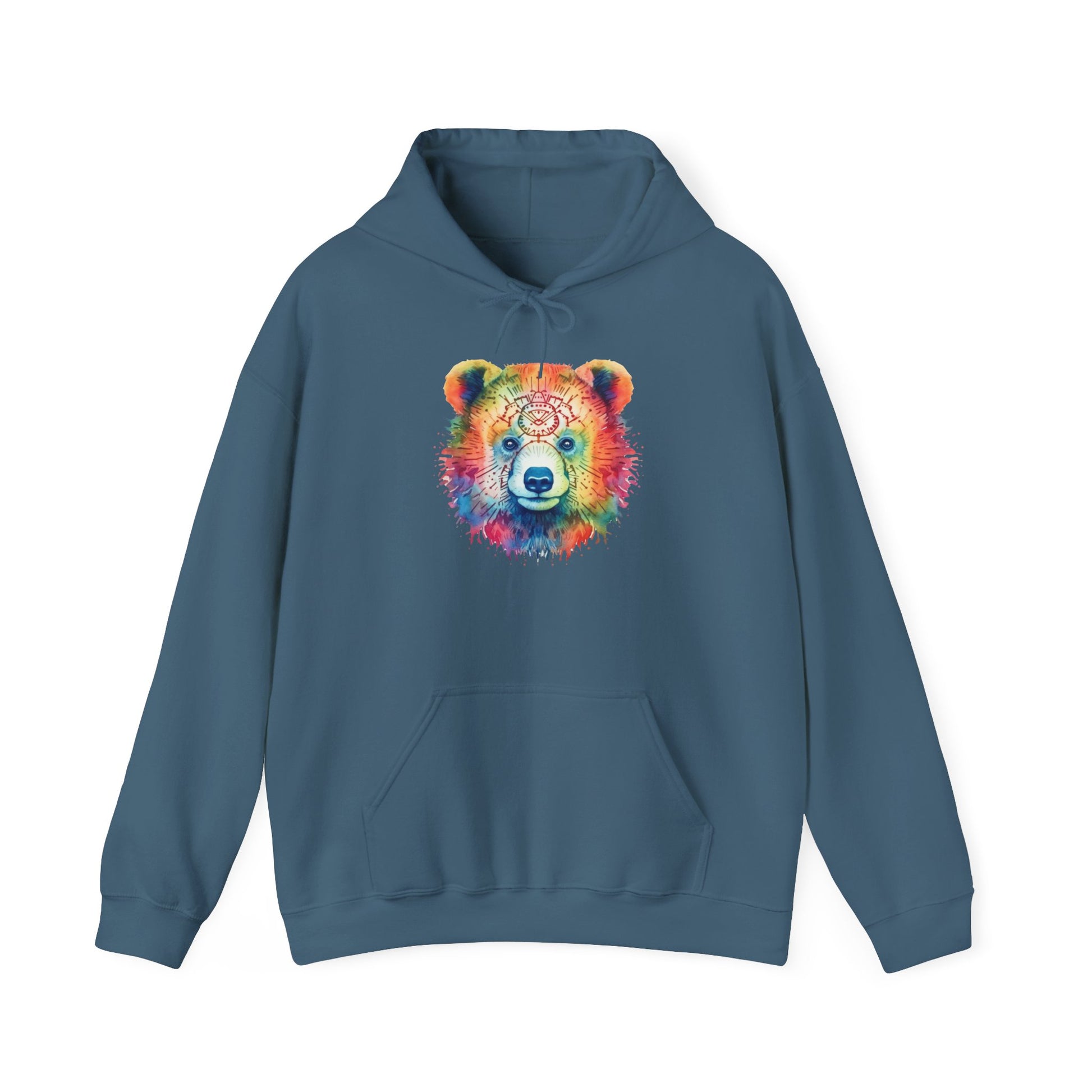 Psychedelic Bear Hoodie – Colorful Mandala Animal Sweatshirt for Artistic, Free-Spirited Style