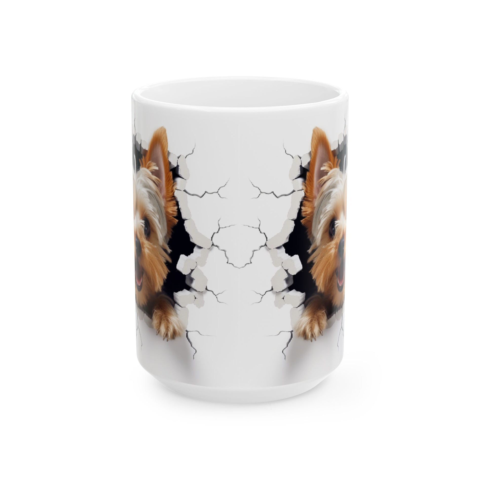 Yorkshire Terrier Ceramic Mug with Cracked Wall Design