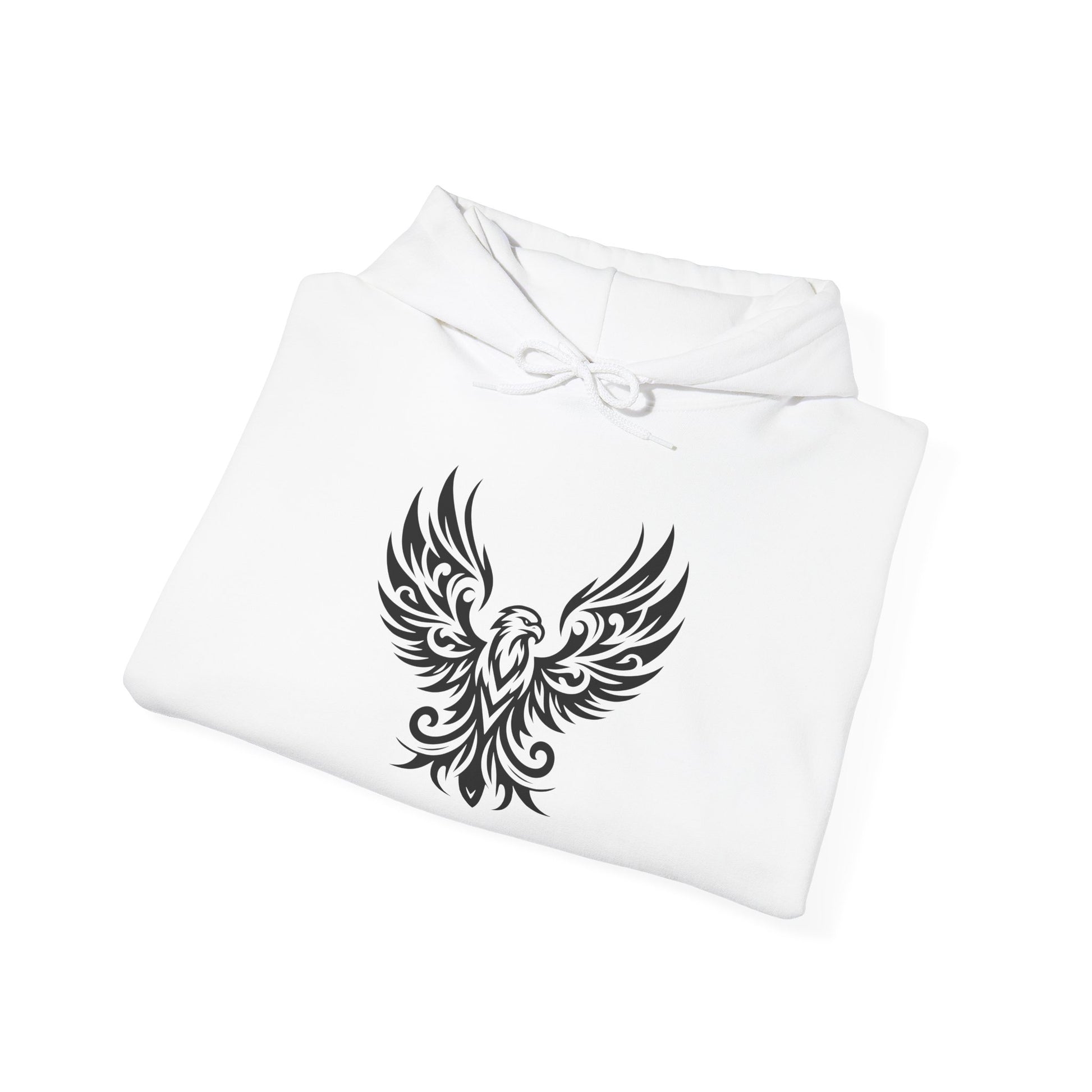 Tribal Phoenix Hoodie – Rise Boldly in Black and White Style