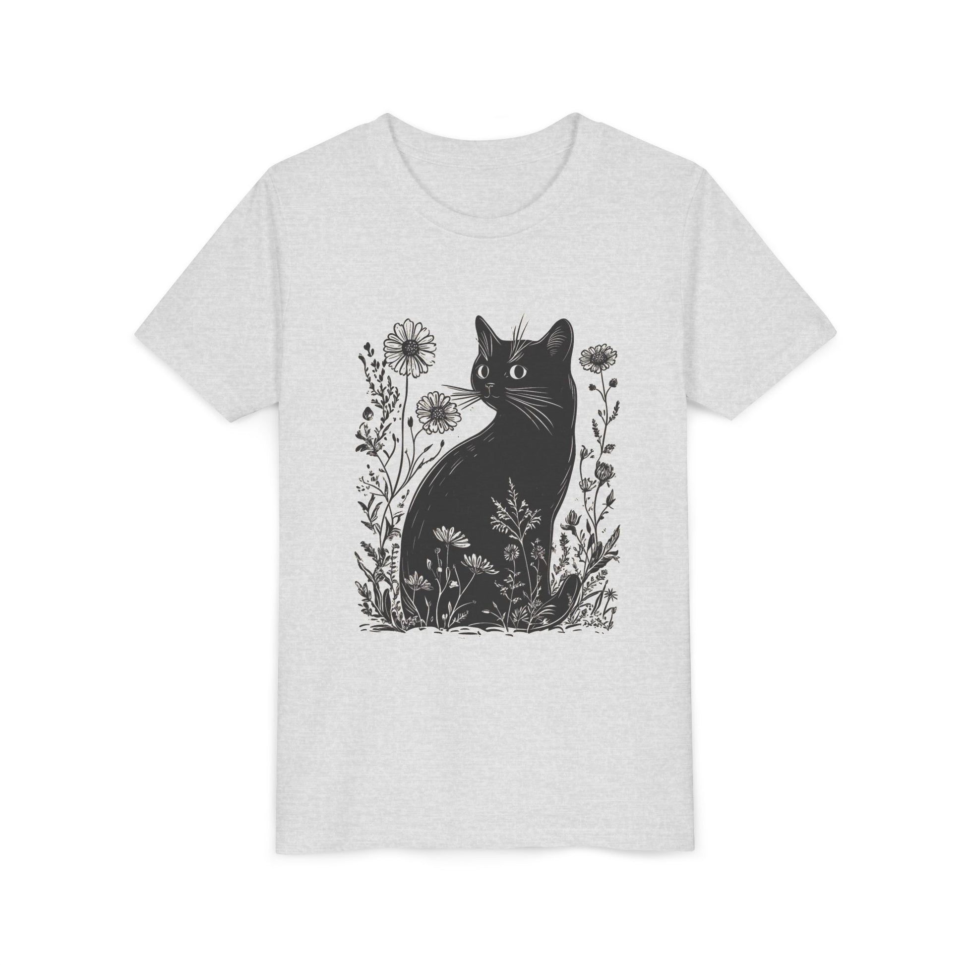 Black Cat Youth Tee, Cute Cat Graphic Shirt