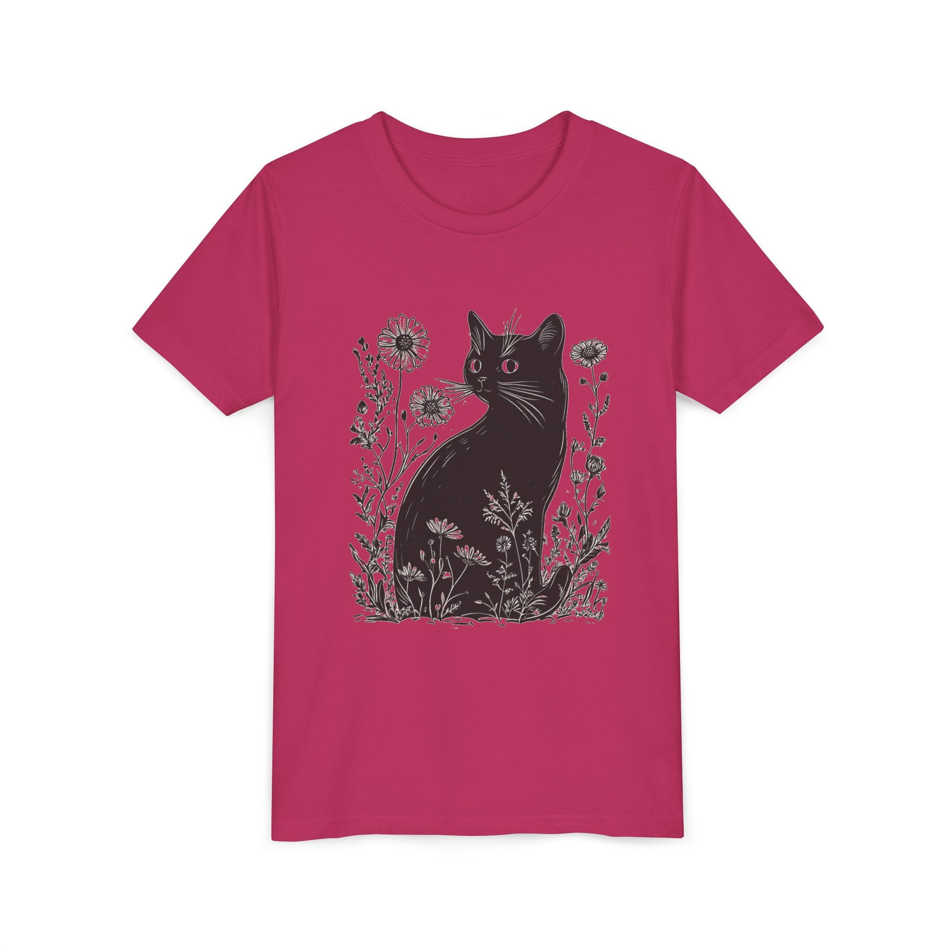 Black Cat Youth Tee, Cute Cat Graphic Shirt