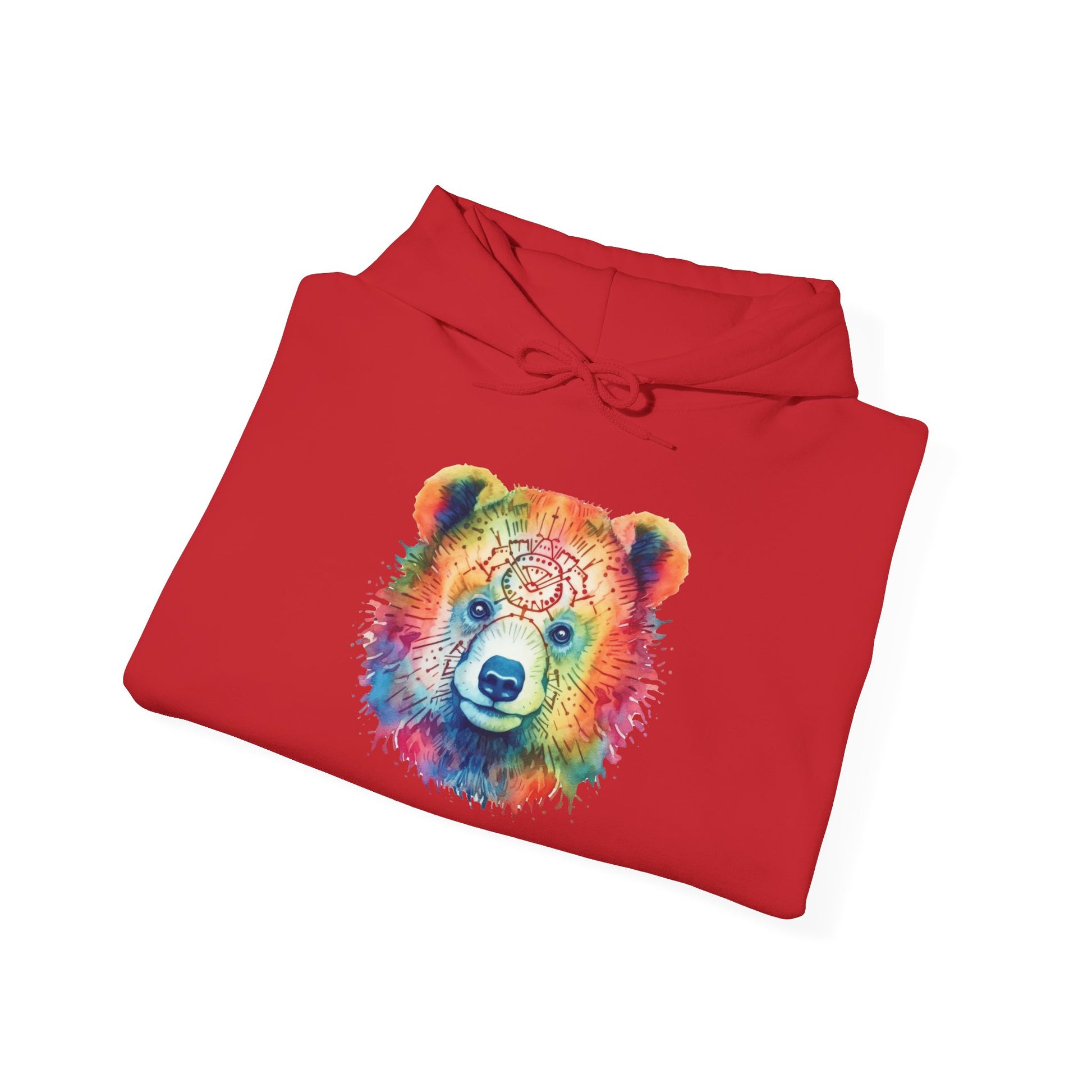 Psychedelic Bear Hoodie – Colorful Mandala Animal Sweatshirt for Artistic, Free-Spirited Style