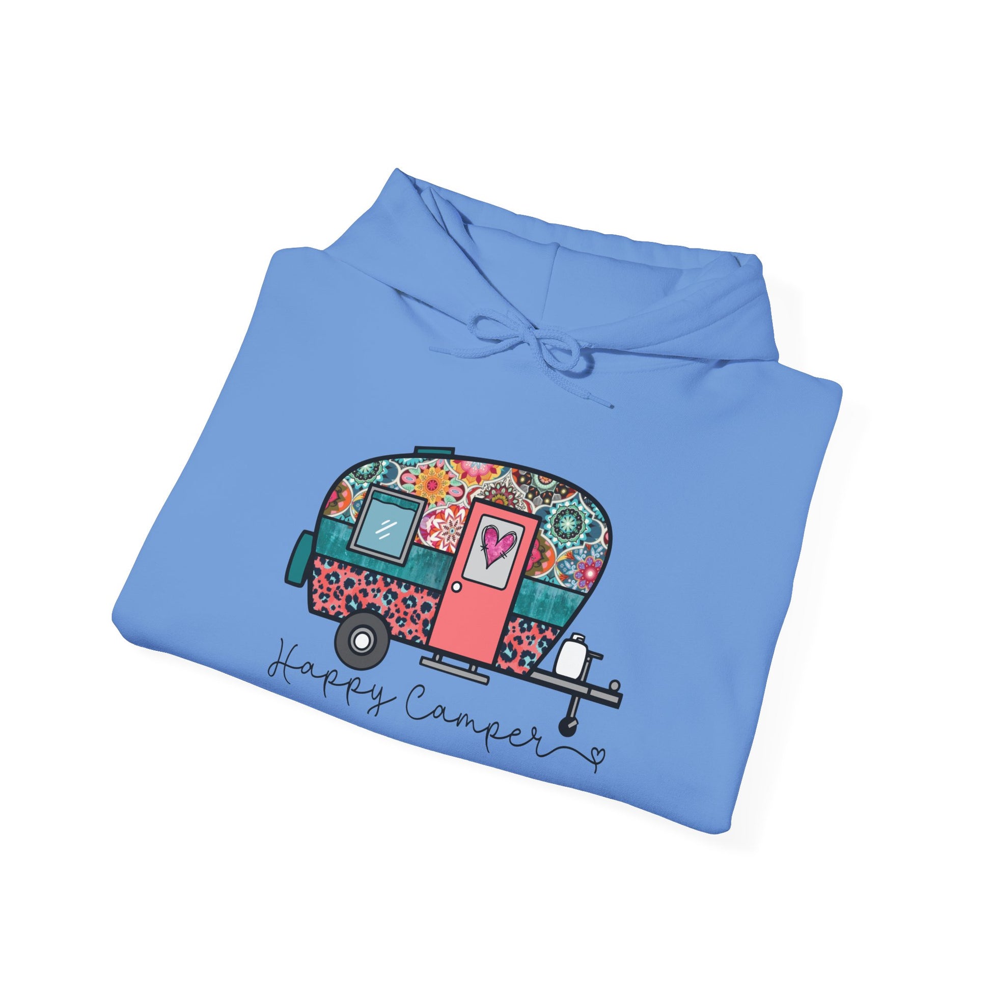 Happy Camper Hoodie – Colorful Vibes for Outdoor Lovers