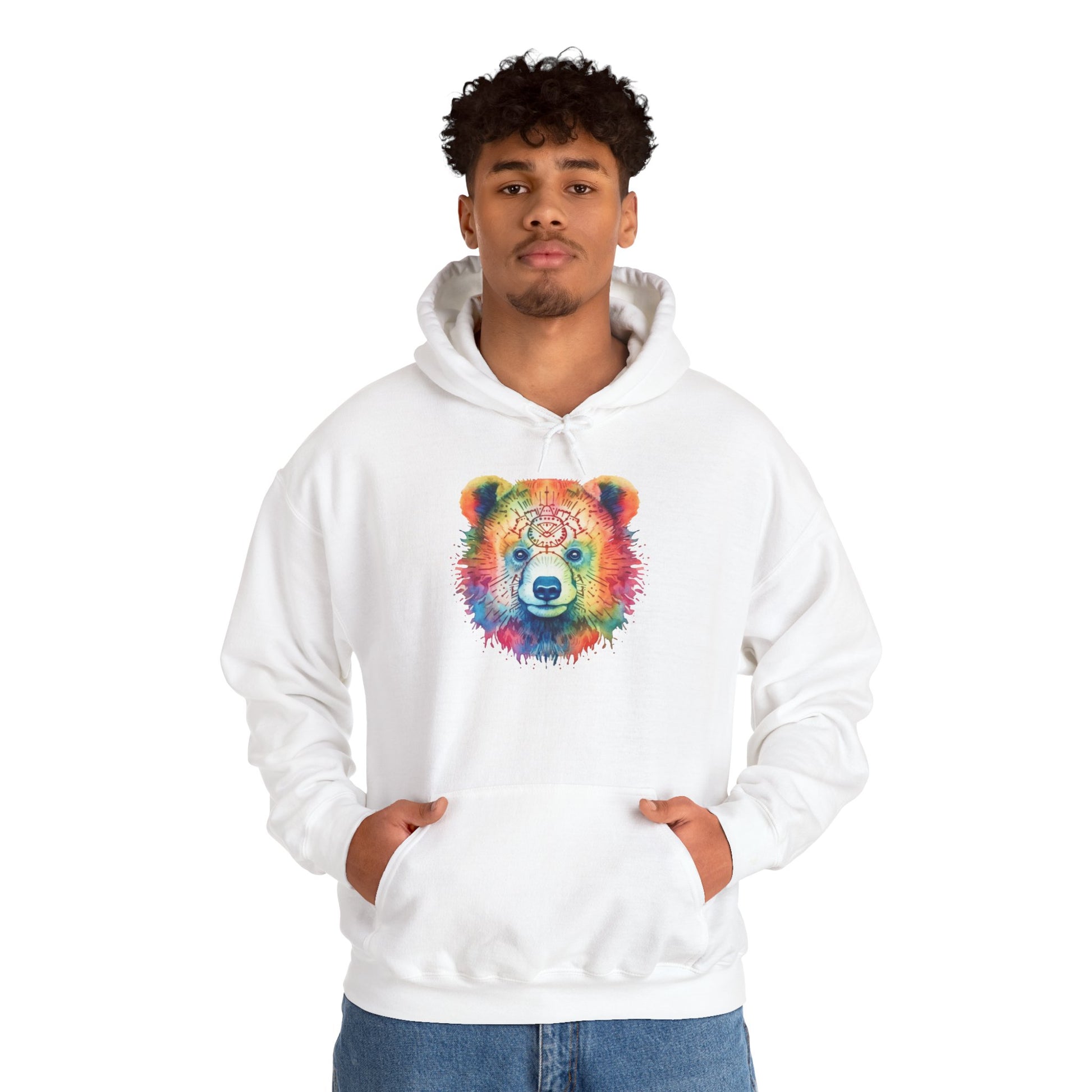 Psychedelic Bear Hoodie – Colorful Mandala Animal Sweatshirt for Artistic, Free-Spirited Style