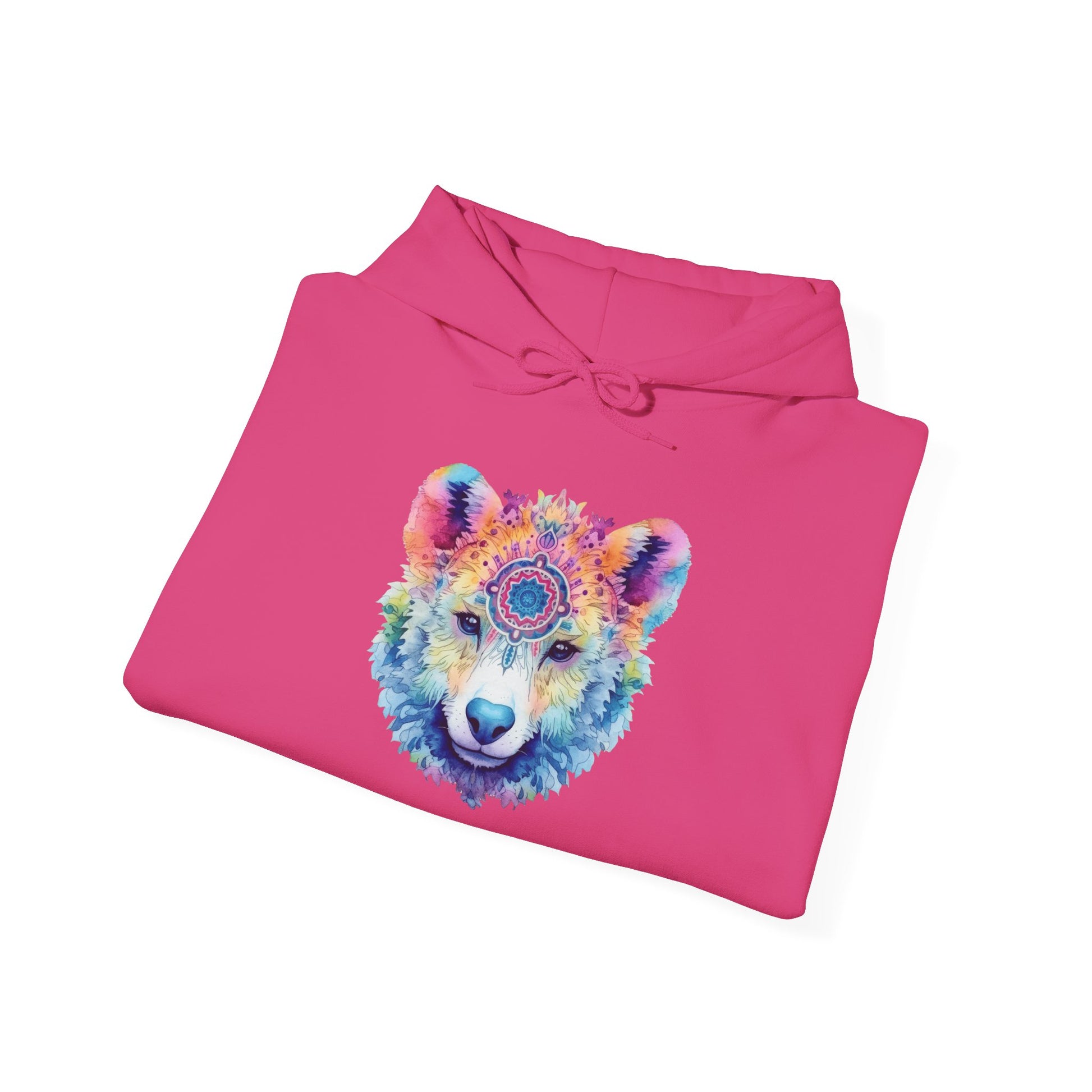 Mandala Bear Hoodie – Vibrant Watercolor Animal Art Sweatshirt for Bold, Free-Spirited Souls