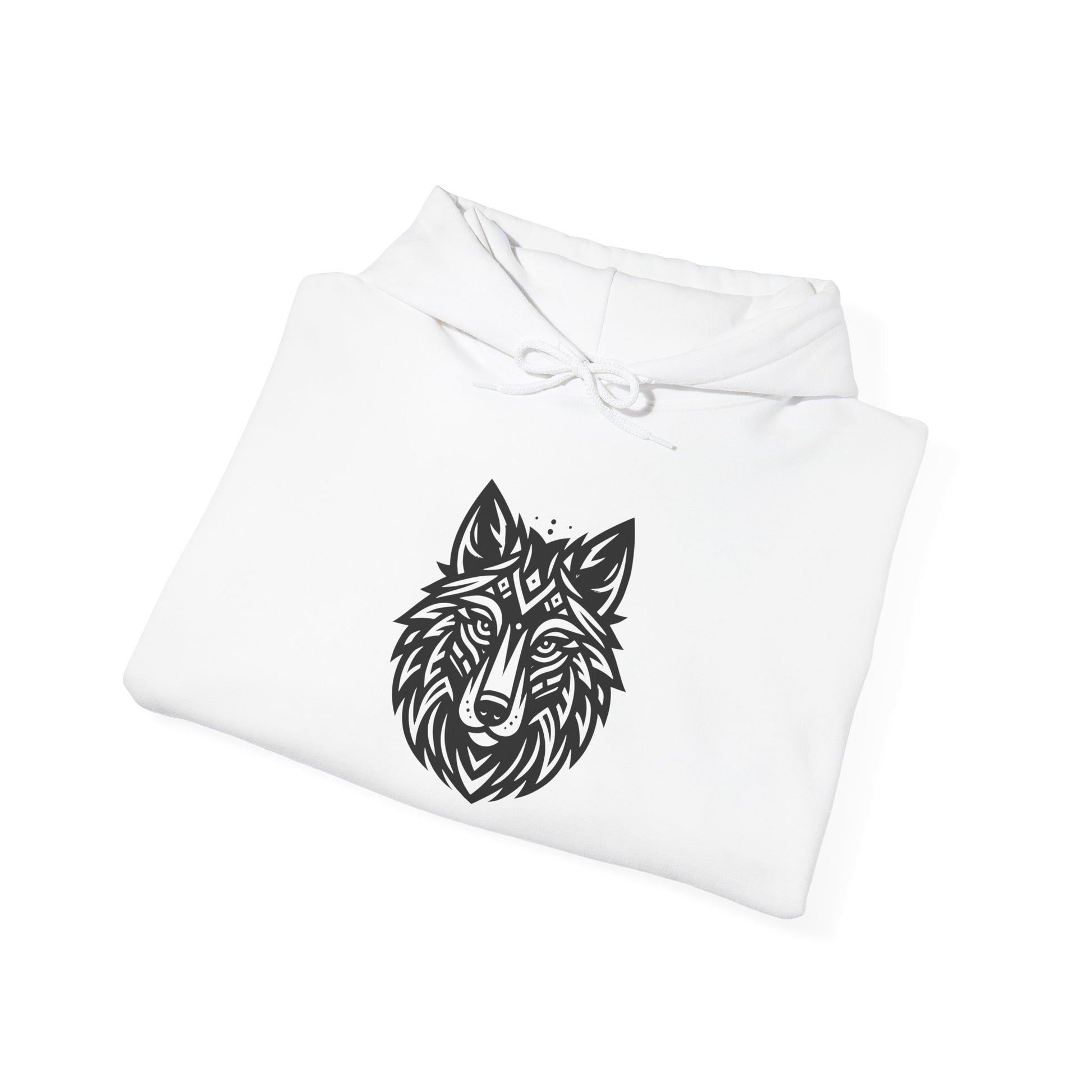 Tribal Wolf Hoodie – Spirit of the Wild in Bold Black Design