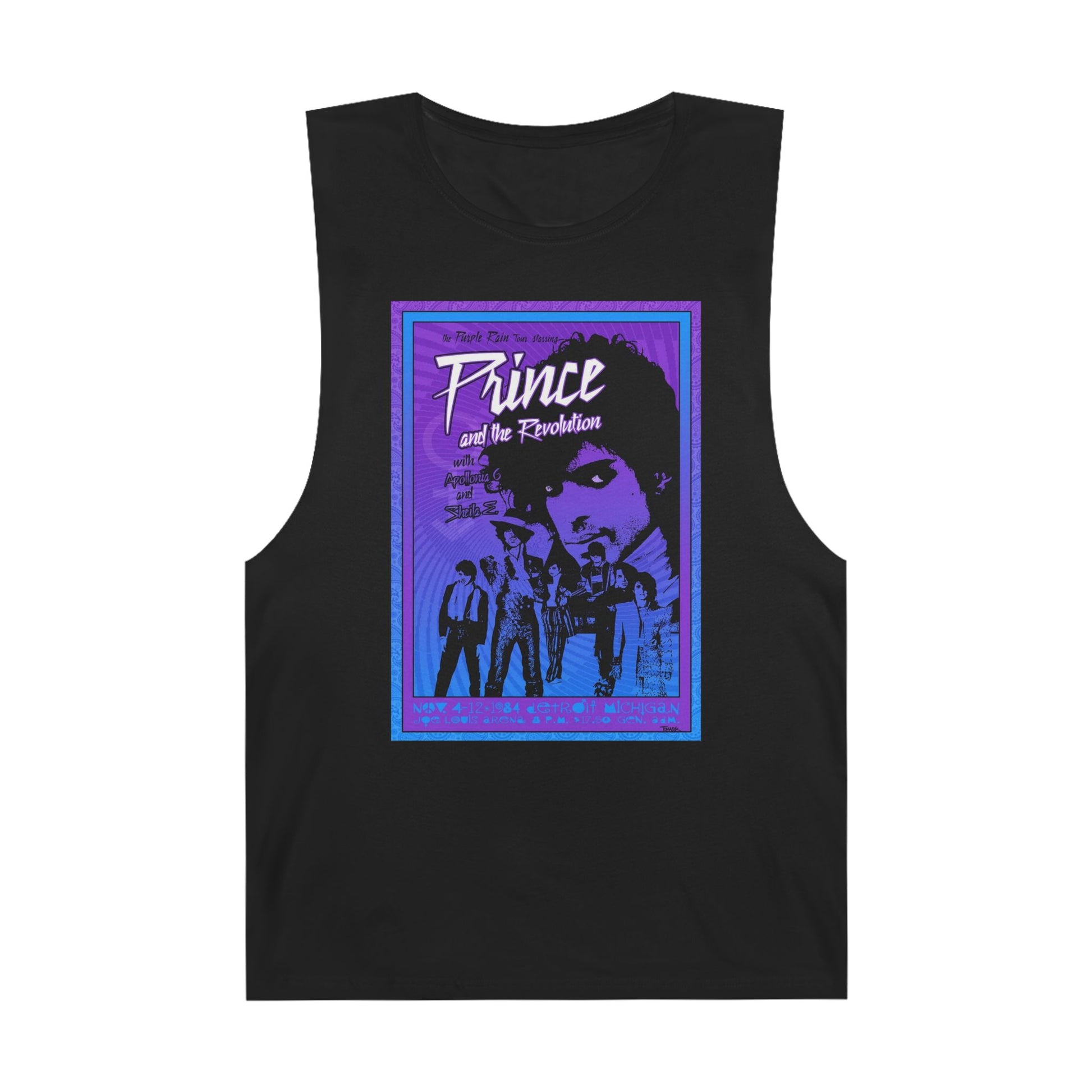 Unisex muscle tank featuring a vibrant retro Prince and the Revolution concert graphic for true music lovers