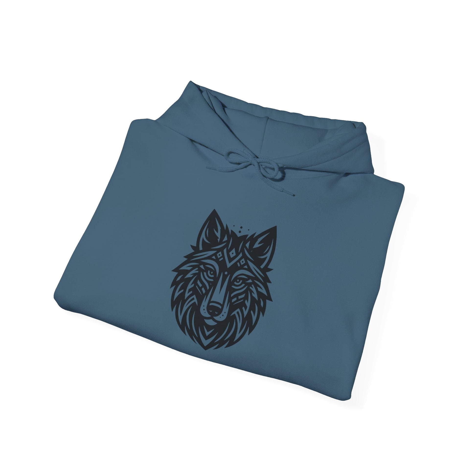 Tribal Wolf Hoodie – Spirit of the Wild in Bold Black Design