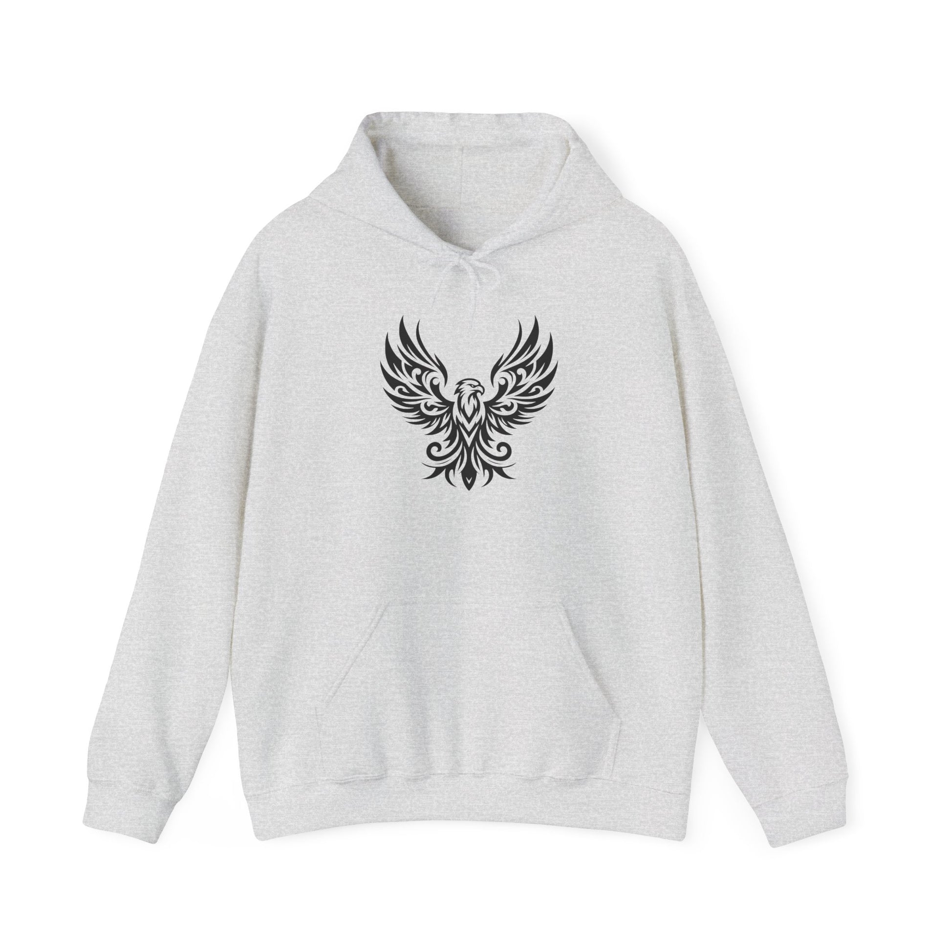 Tribal Phoenix Hoodie – Rise Boldly in Black and White Style