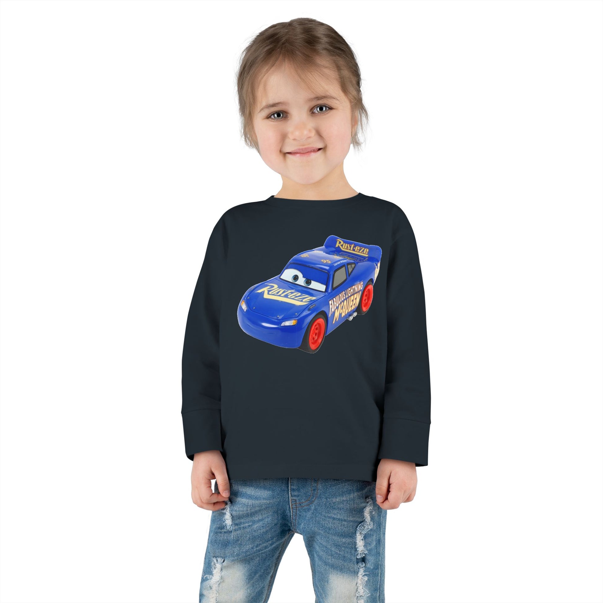 Toddler Long Sleeve Tee with Race Car Design