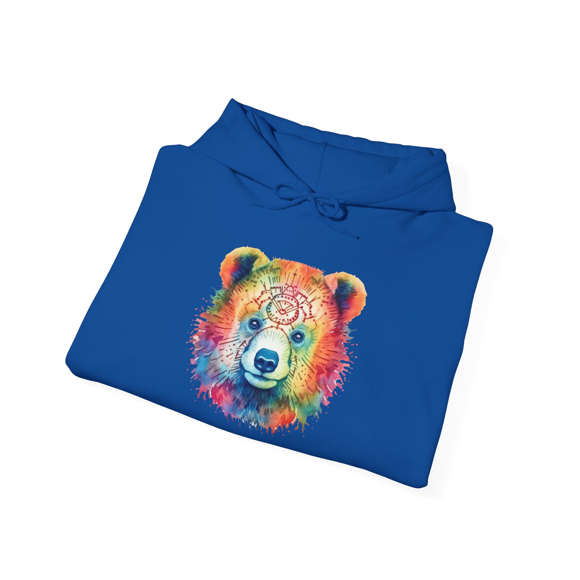 Psychedelic Bear Hoodie – Colorful Mandala Animal Sweatshirt for Artistic, Free-Spirited Style