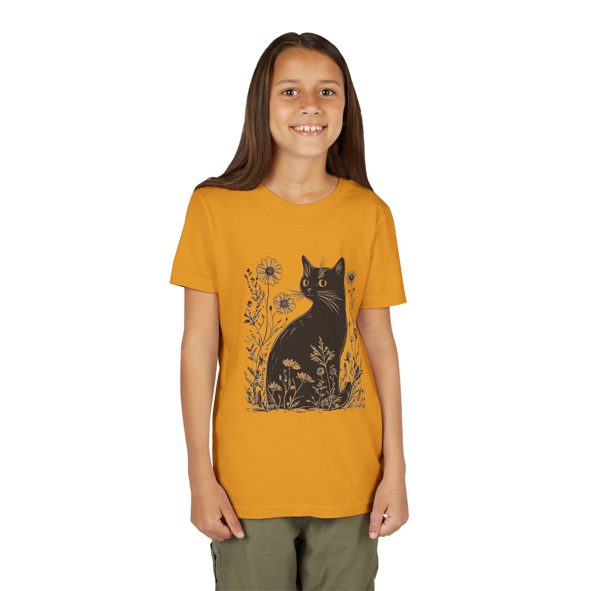 Black Cat Youth Tee, Cute Cat Graphic Shirt