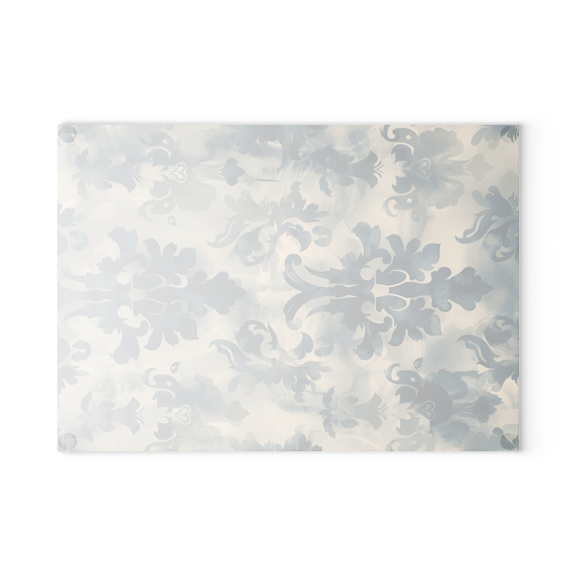 Blue Damask Pattern Glass Cutting Board with Vintage Style