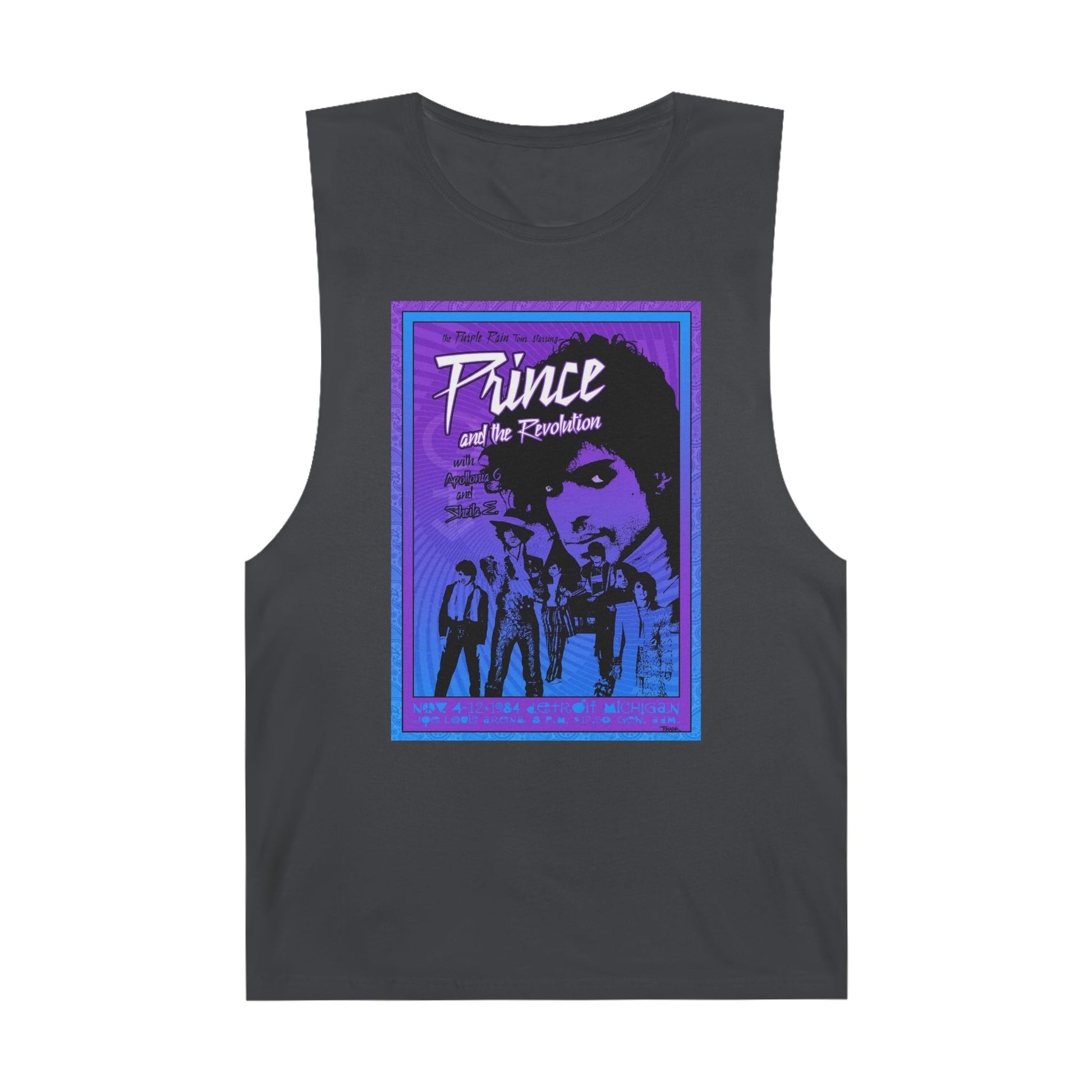 Unisex muscle tank featuring a vibrant retro Prince and the Revolution concert graphic for true music lovers