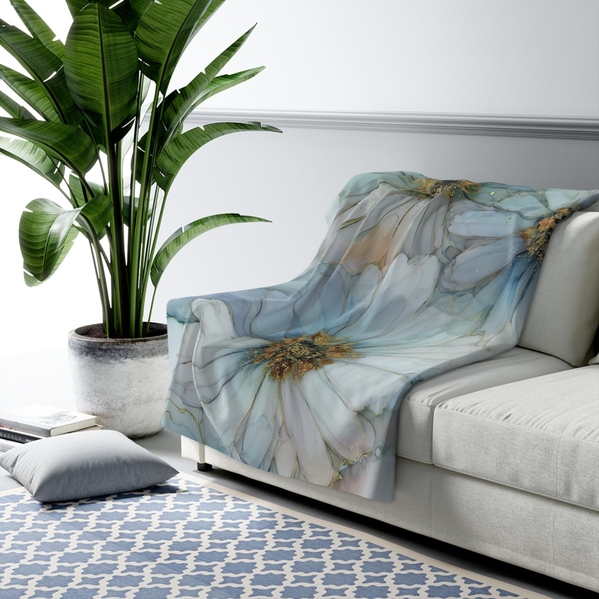 Sherpa Fleece Blanket - Icy Daisy Design