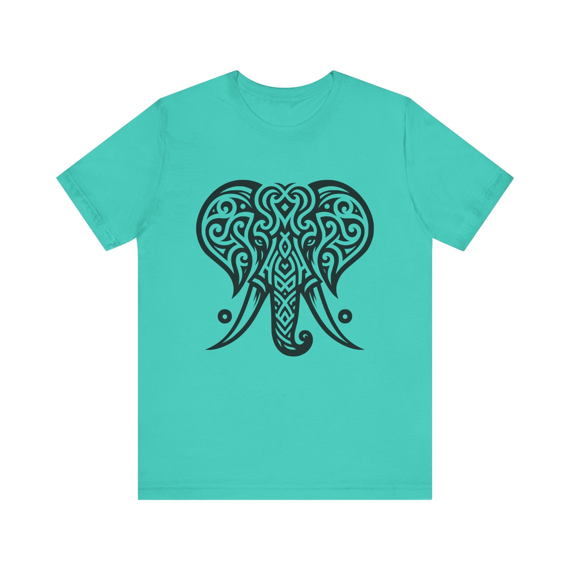 Tribal Elephant T-Shirt – Bold Black Tattoo Art on White Tee