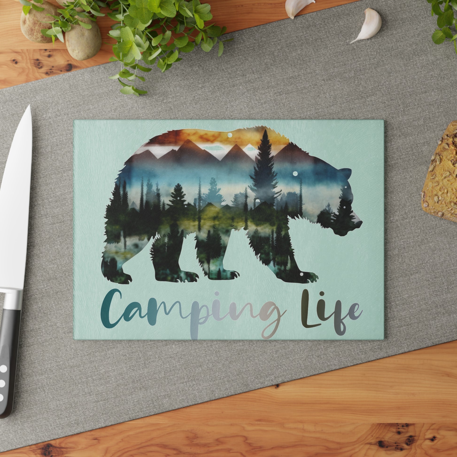 Camping Life Bear Cutting Board – Rustic Forest Adventure Decor