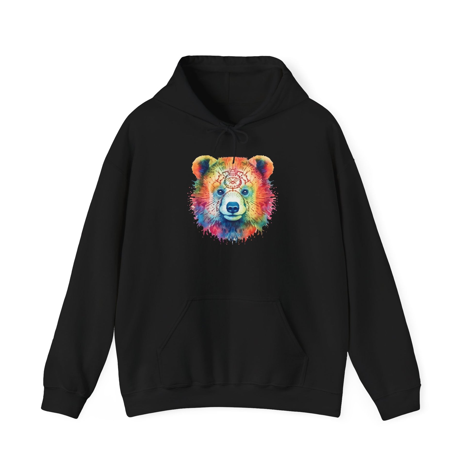 Psychedelic Bear Hoodie – Colorful Mandala Animal Sweatshirt for Artistic, Free-Spirited Style