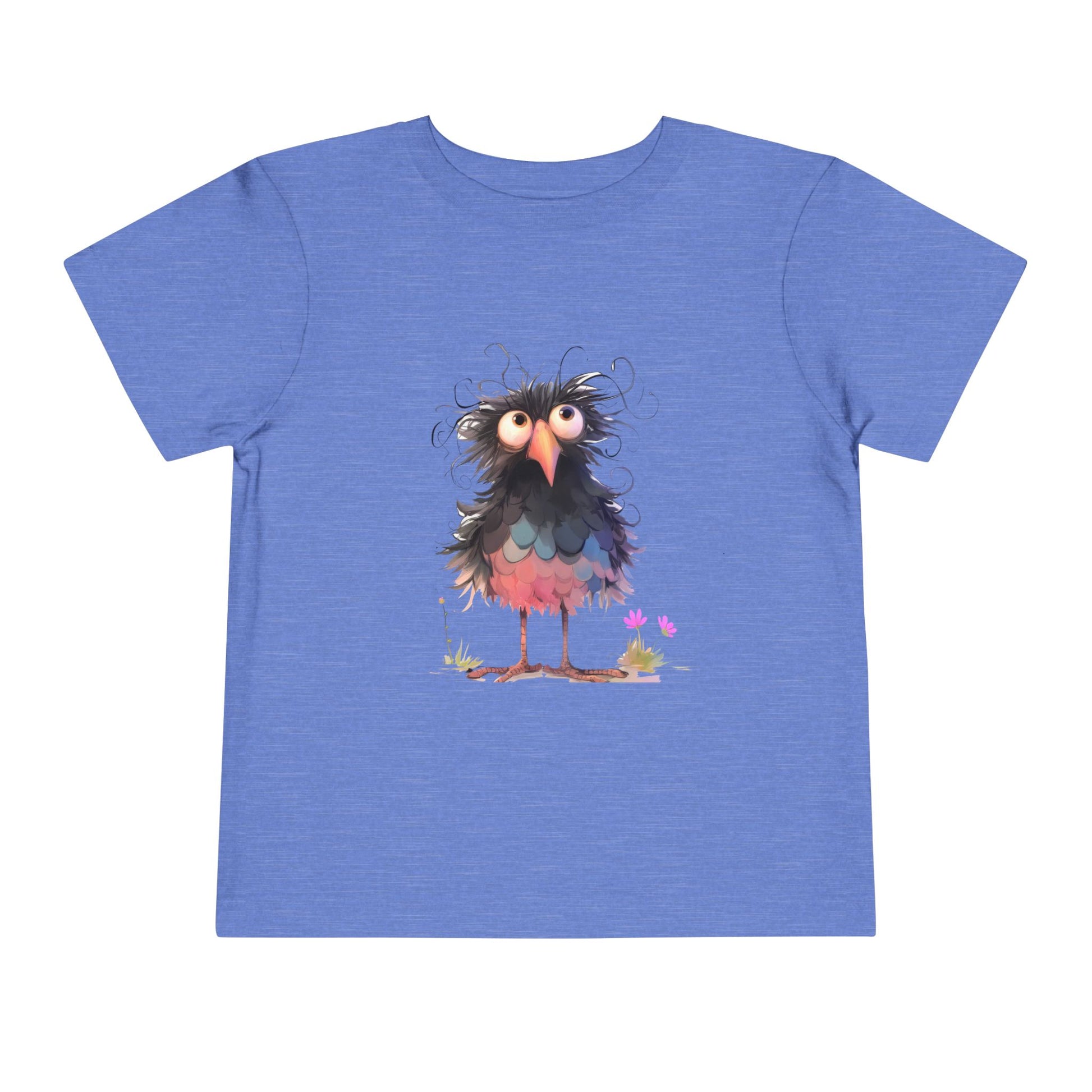 Whimsical Toddler Short Sleeve Tee with Adorable Cartoon Bird