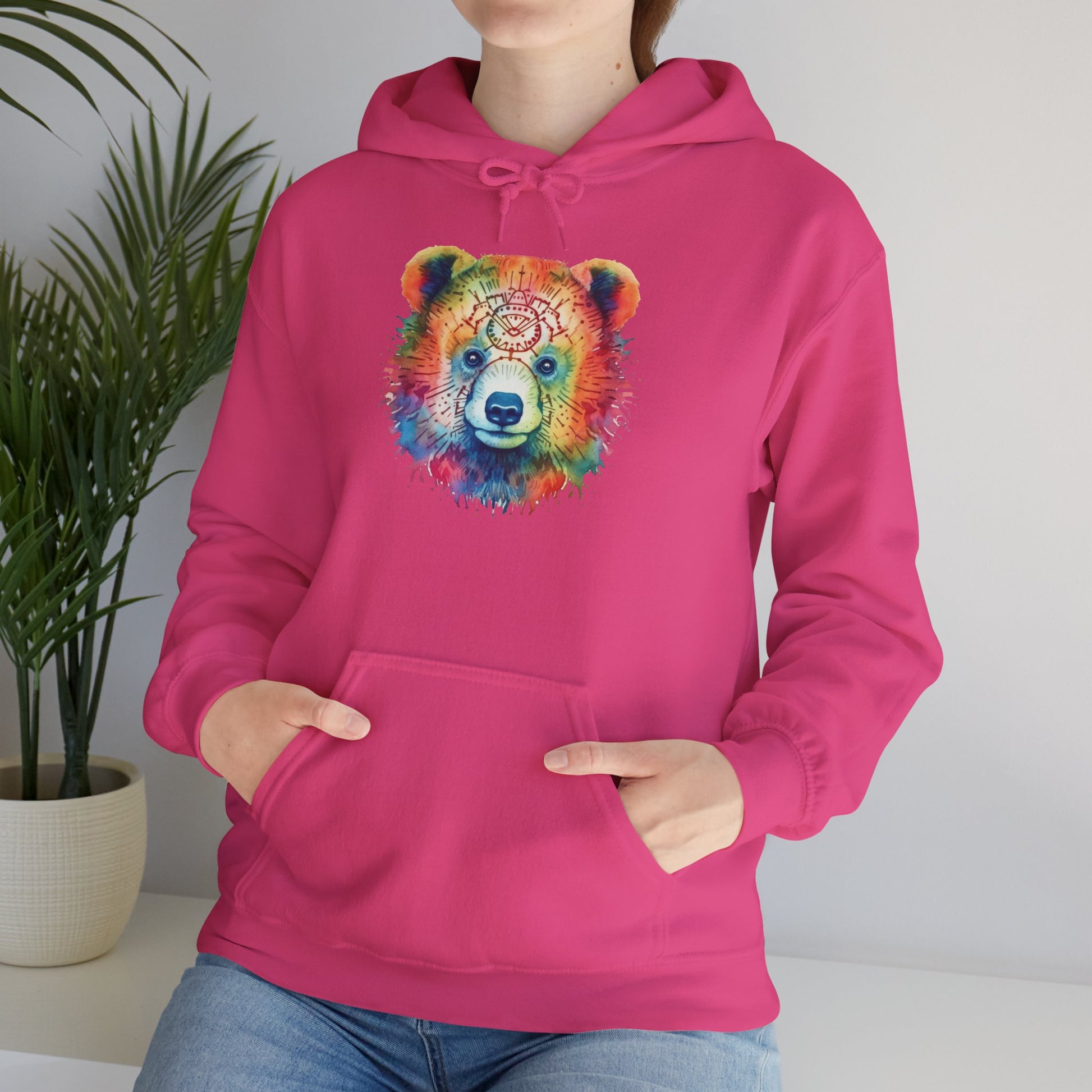Psychedelic Bear Hoodie – Colorful Mandala Animal Sweatshirt for Artistic, Free-Spirited Style