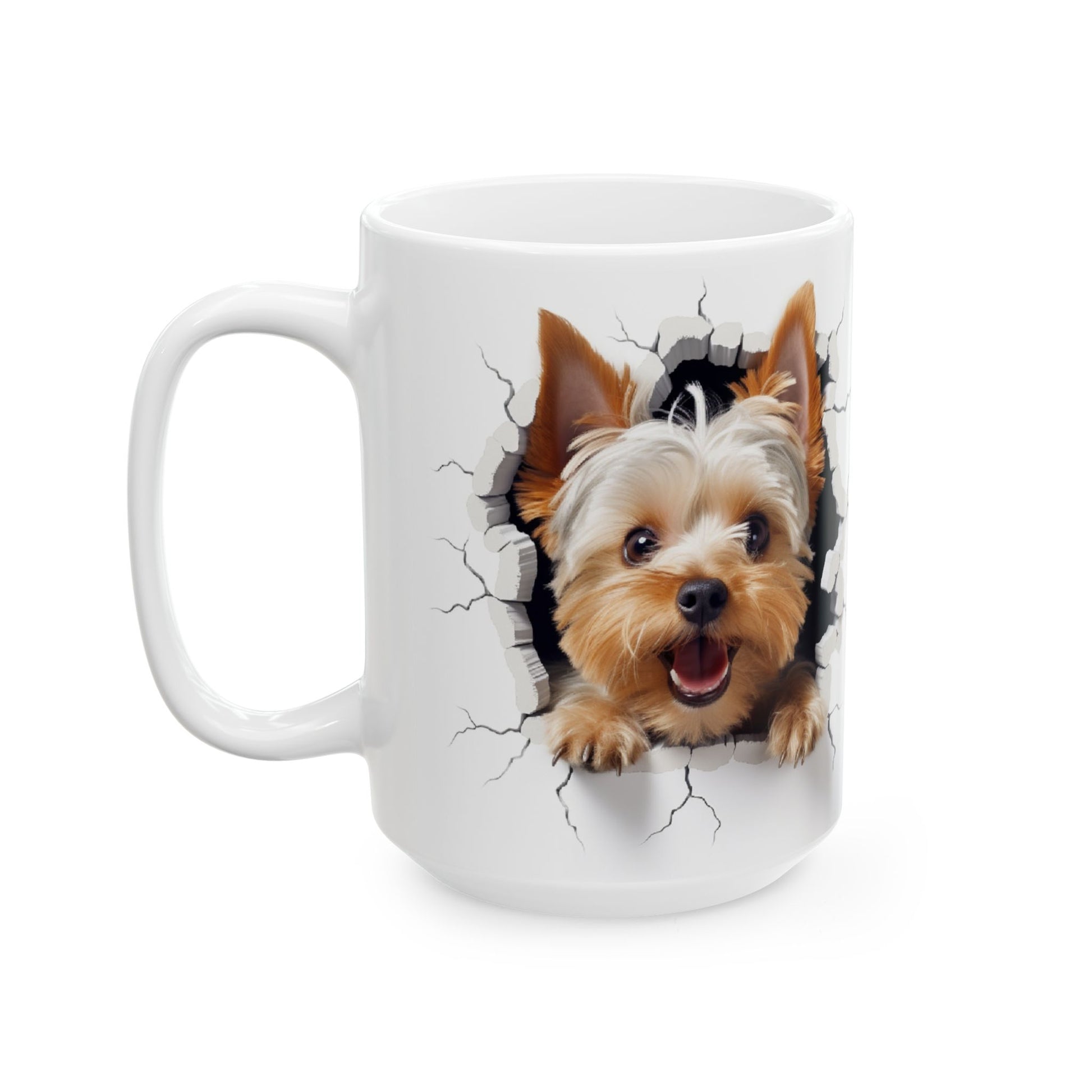 Yorkshire Terrier Ceramic Mug with Cracked Wall Design