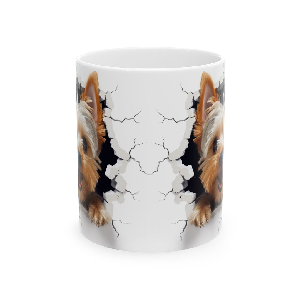 Yorkshire Terrier Ceramic Mug with Cracked Wall Design