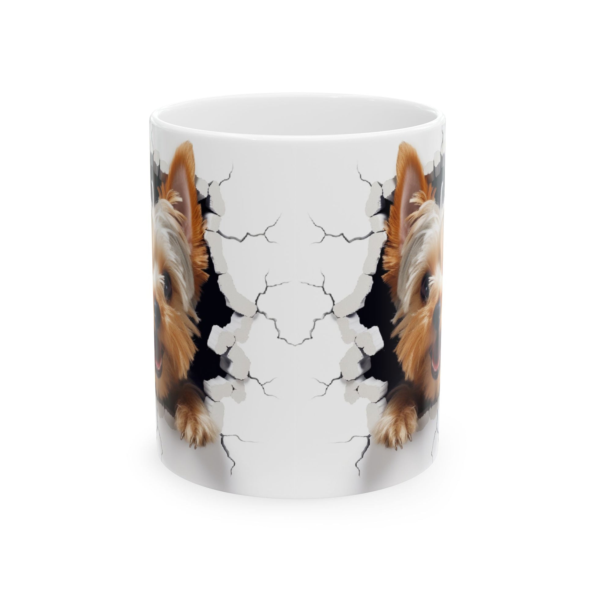 Yorkshire Terrier Ceramic Mug with Cracked Wall Design