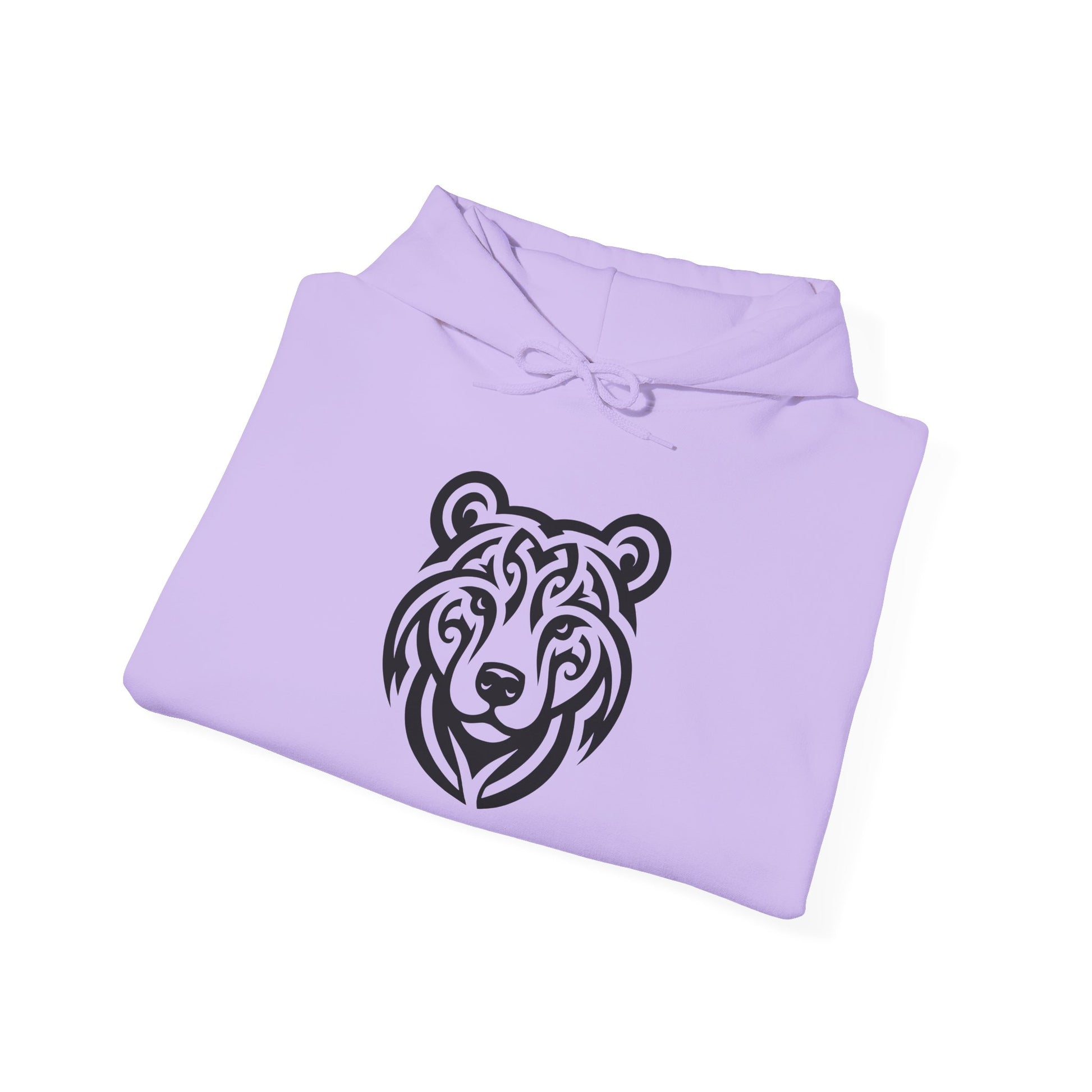 Tribal Bear Hoodie – Fierce Wilderness Style in Bold Black on White
