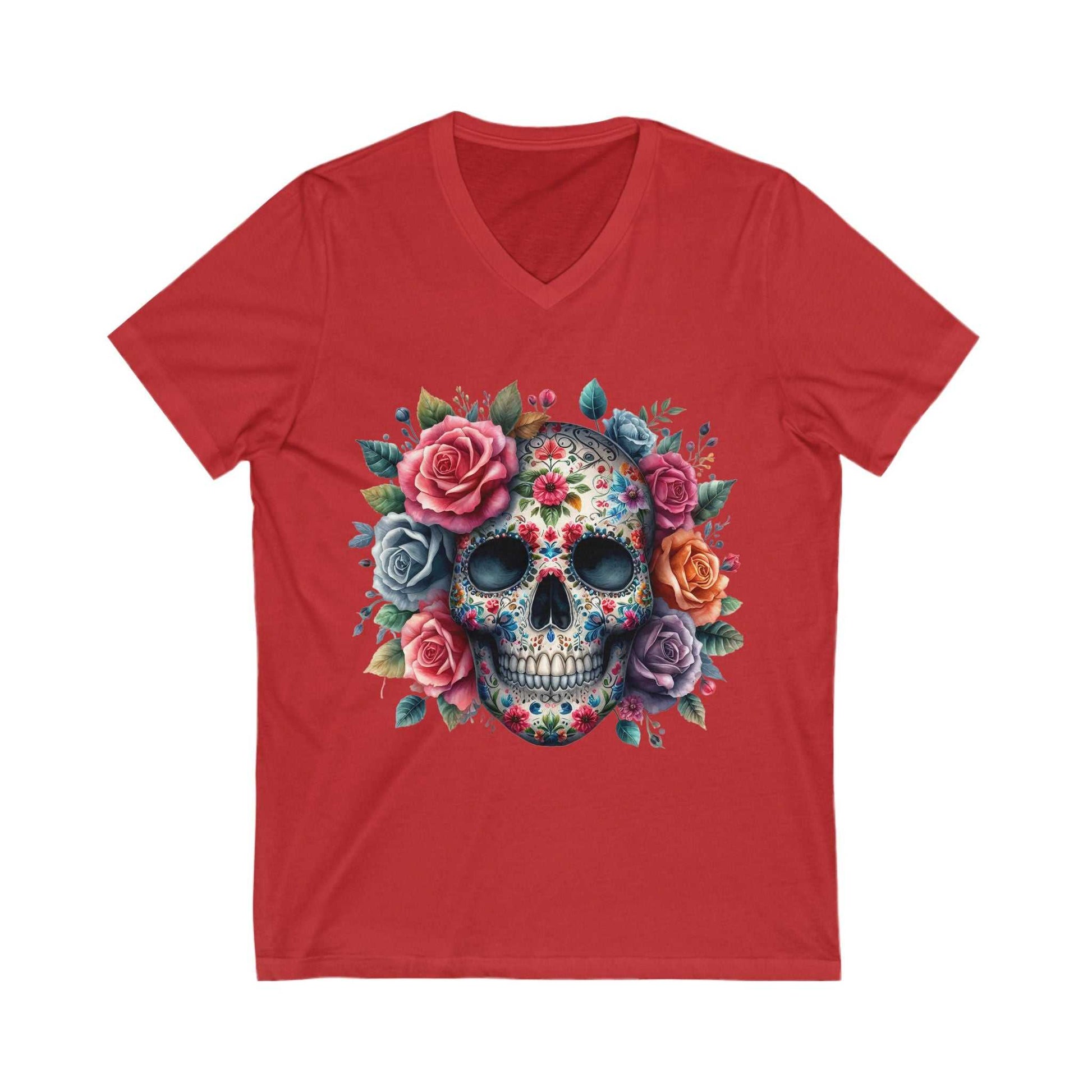 Skull and Roses V Neck