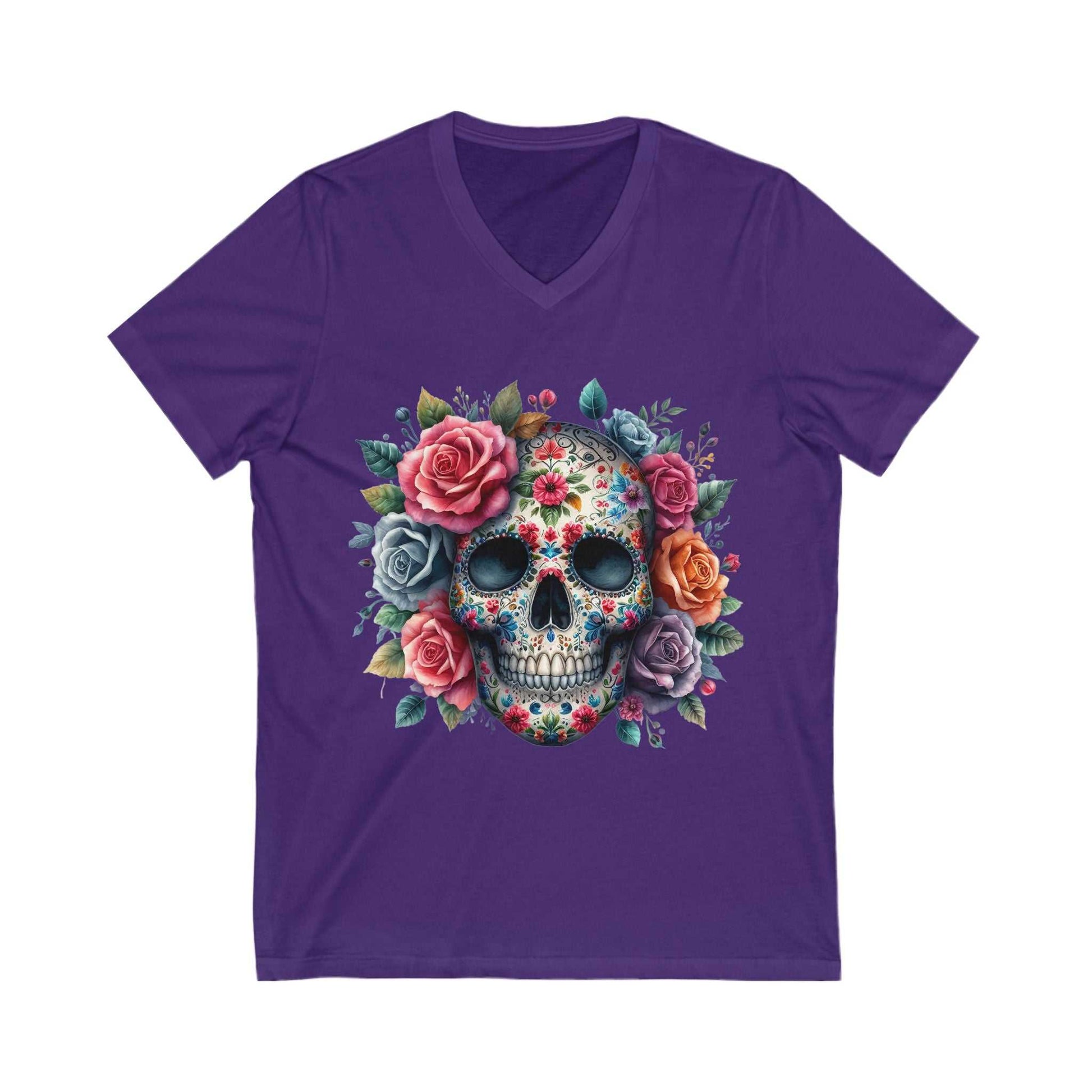 Skull and Roses V Neck