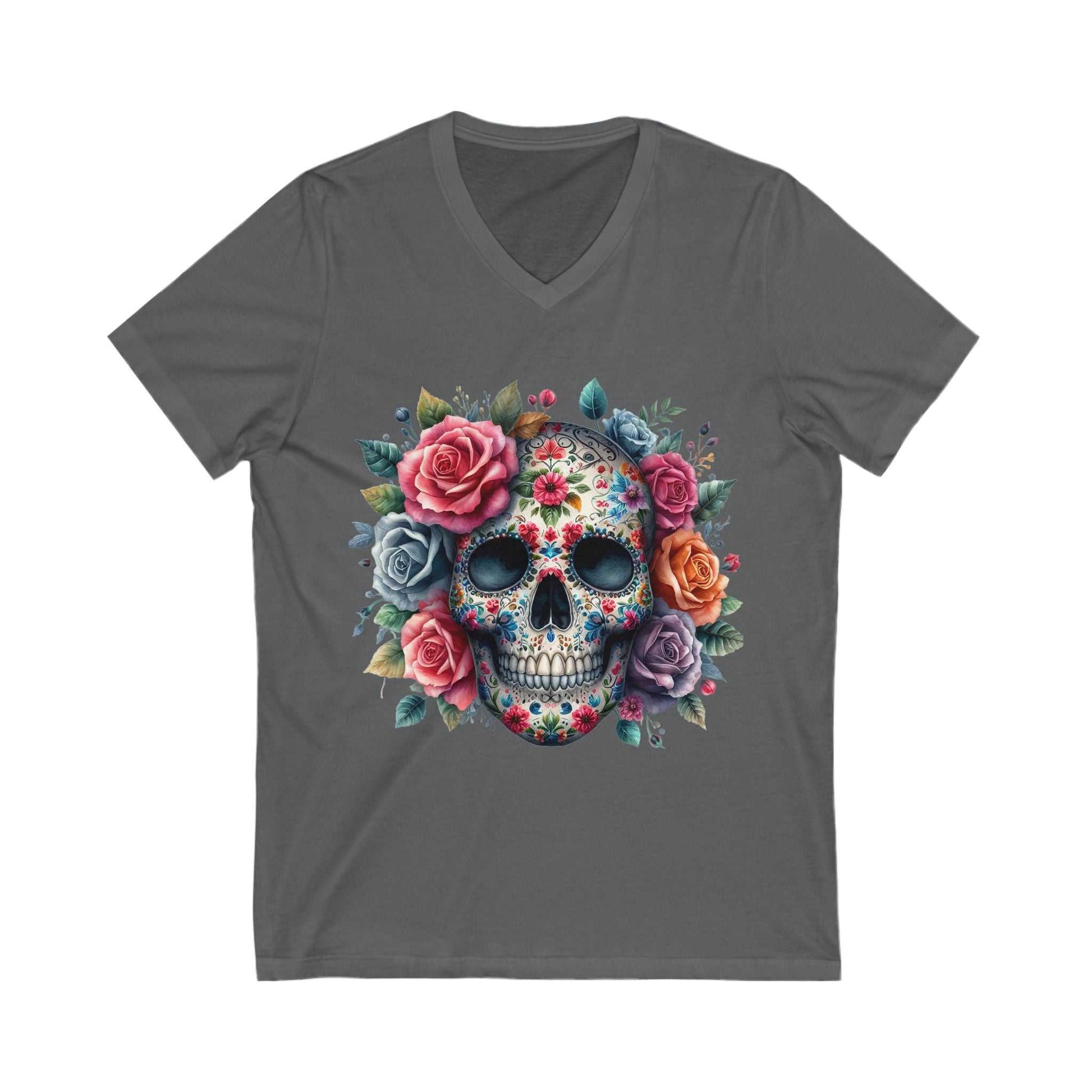Skull and Roses V Neck