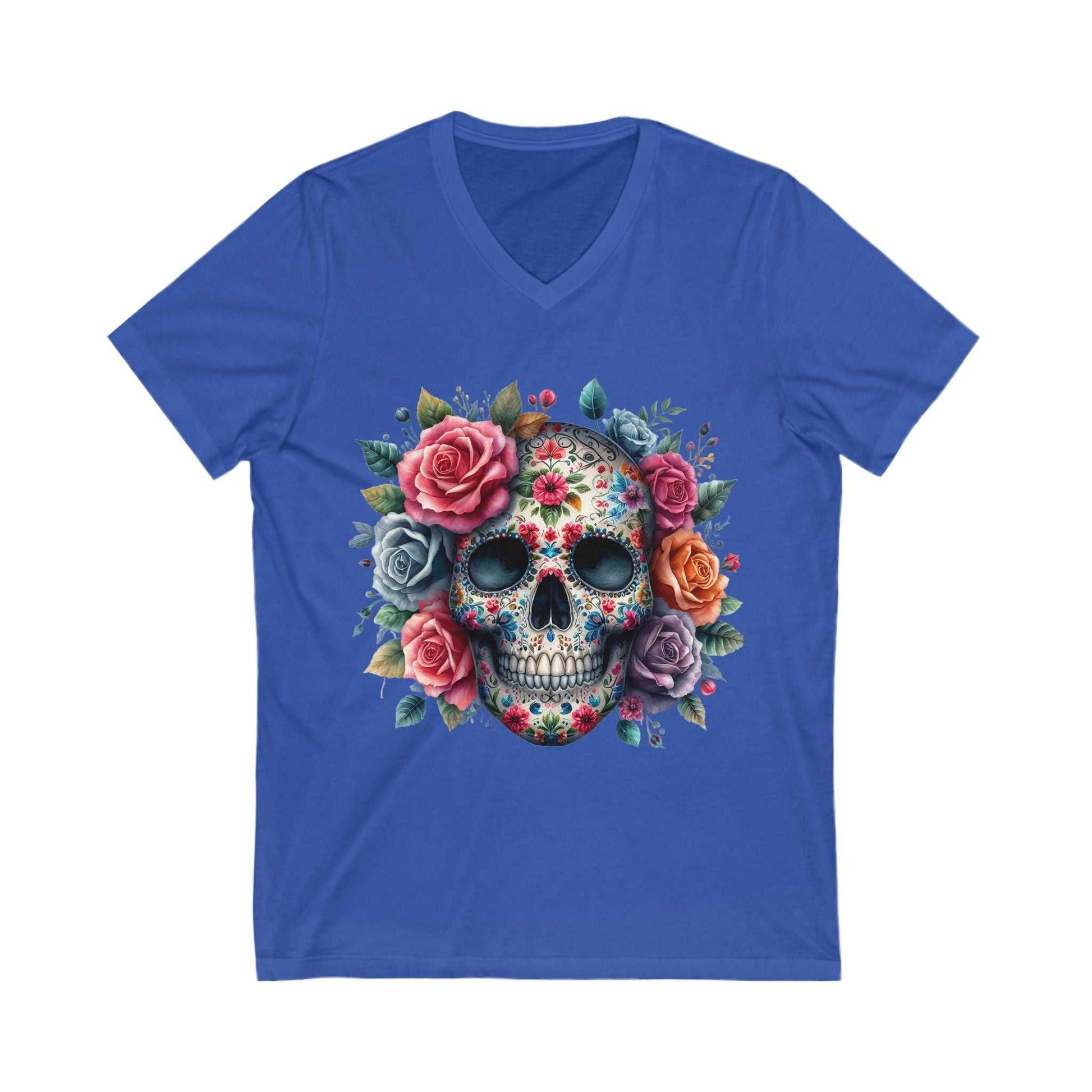 Skull and Roses V Neck