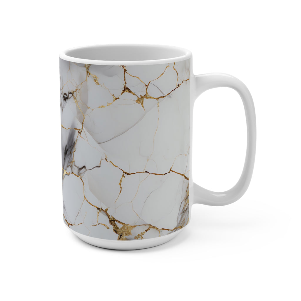 Elegant White Marble Mug with Gold Veins Pattern