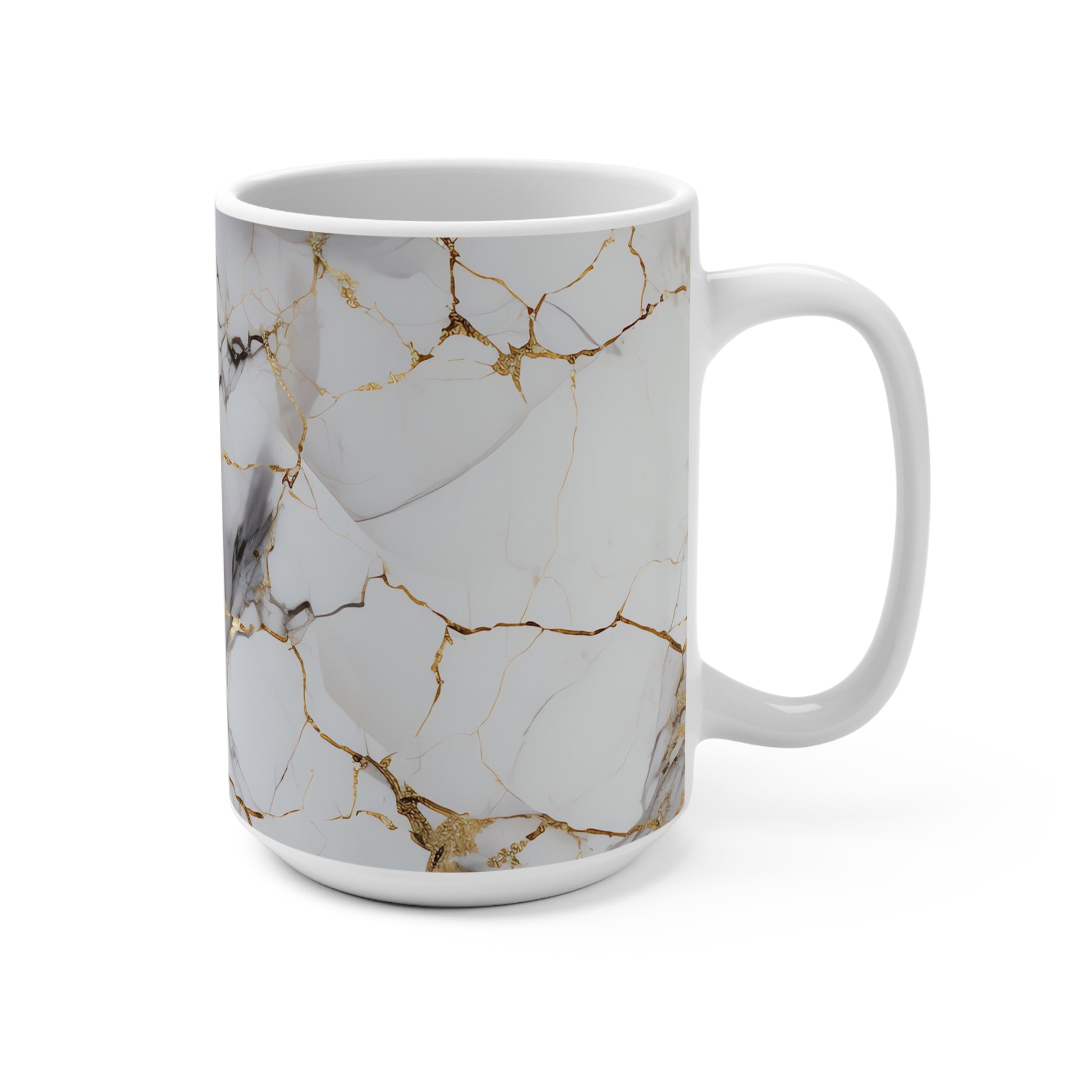 Elegant White Marble Mug with Gold Veins Pattern