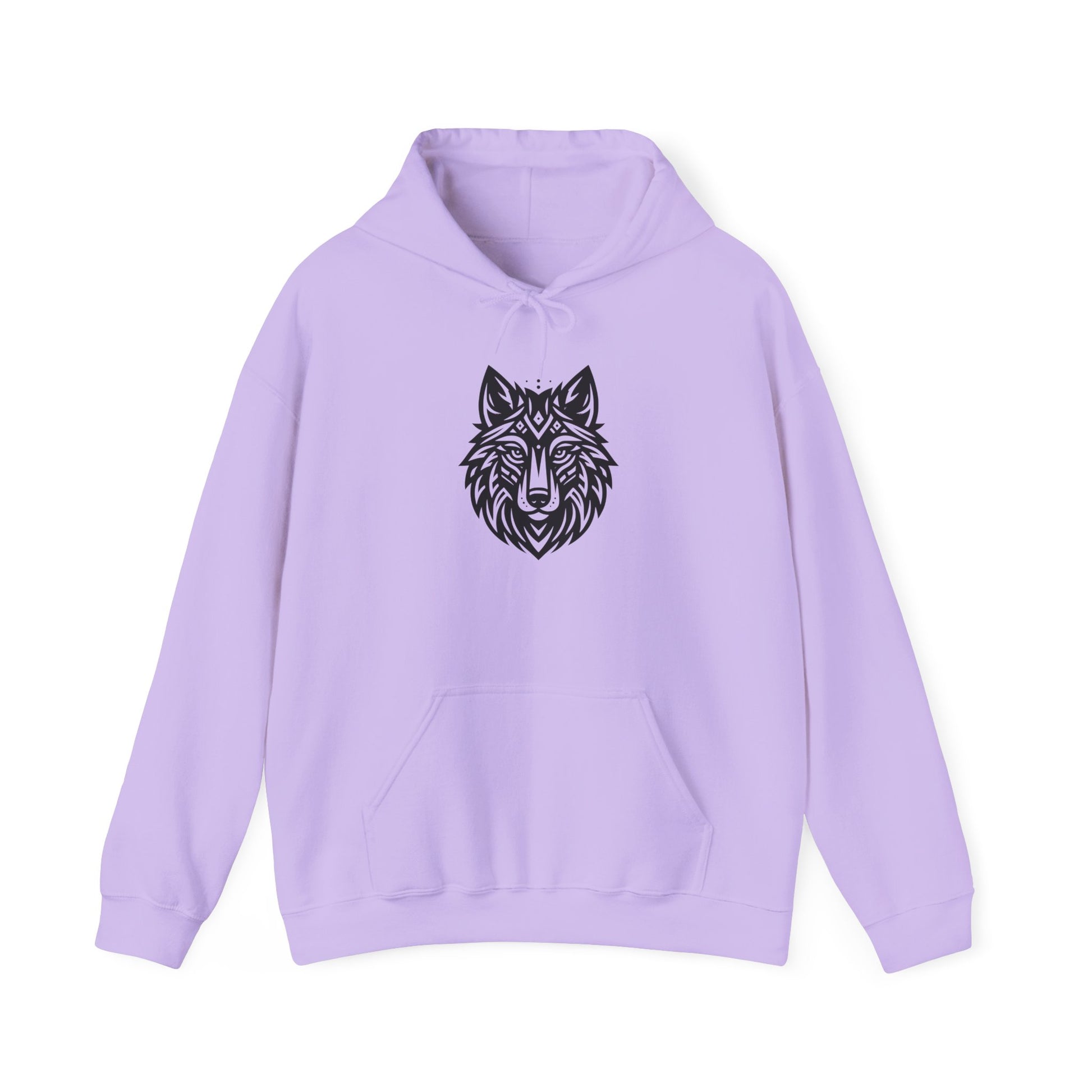 Tribal Wolf Hoodie – Spirit of the Wild in Bold Black Design