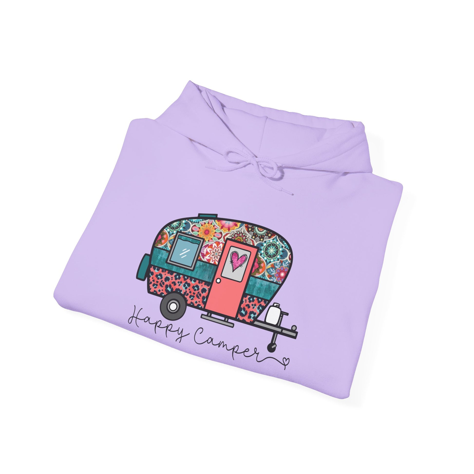 Happy Camper Hoodie – Colorful Vibes for Outdoor Lovers